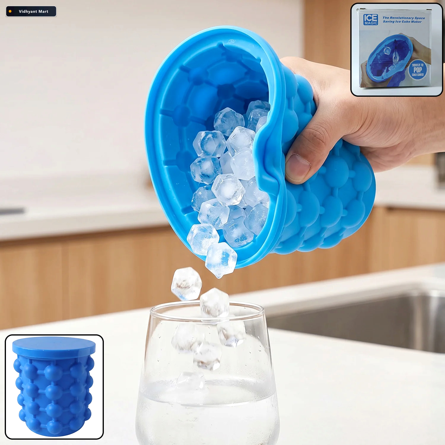 Vidhyant Mart Silicone Ice Cube Maker Cup Squeeze To Pop Mould W 1