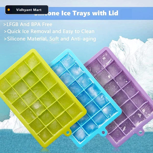 Vidhyant Mart Silicone Ice Cube Tray 24 Cavity Flexible Stackabl 2