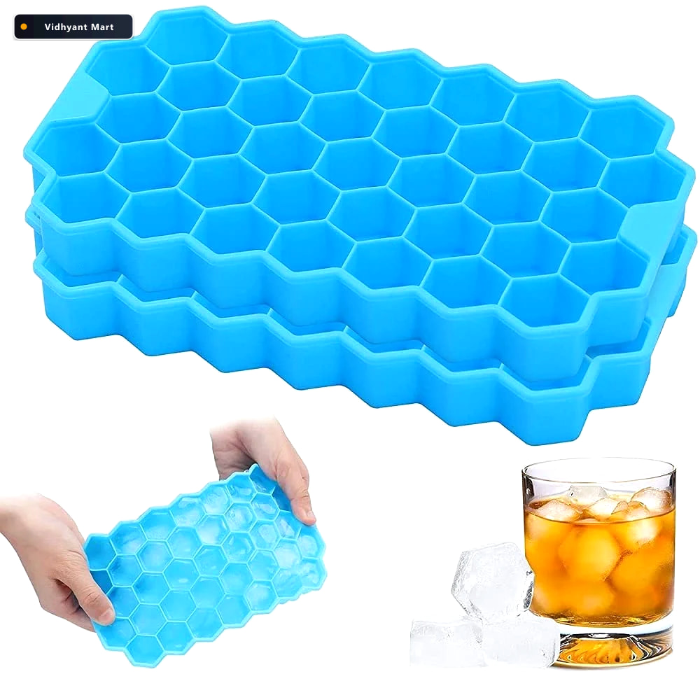 Vidhyant Mart Silicone Ice Cube Tray 37 Honeycomb Cubes Chillpou 1