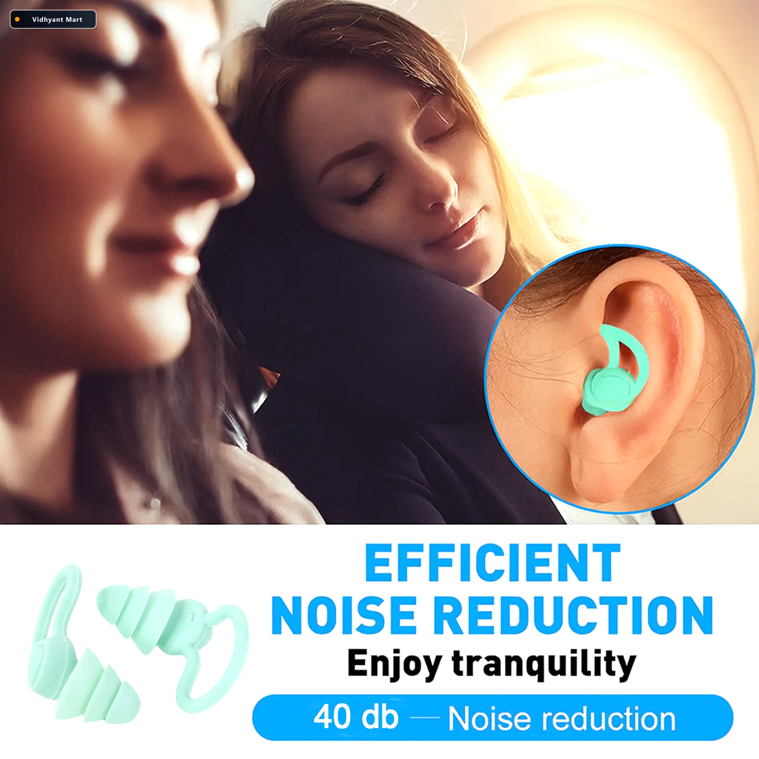 Vidhyant Mart Silicone Noise Reduction Earplugs Comfortable Trip 3