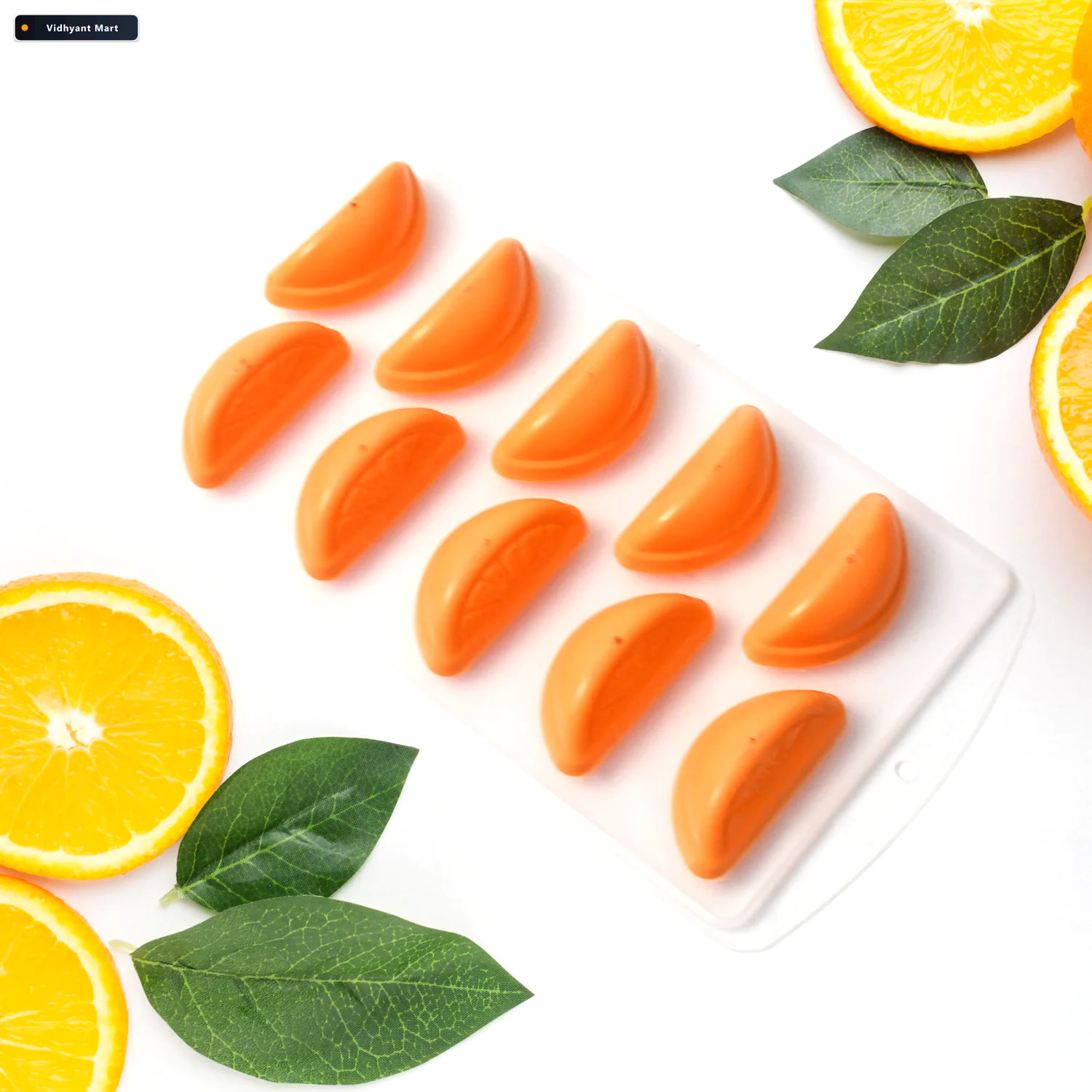Vidhyant Mart Silicone Orange Shape Fruit Ice Tray 1