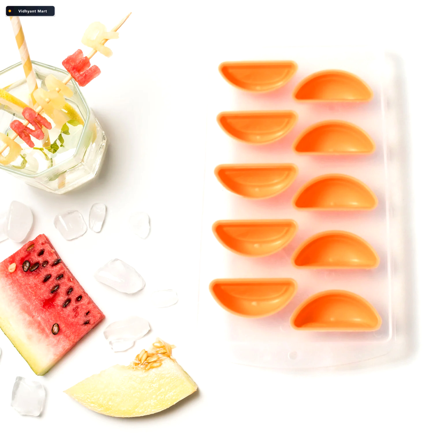 Vidhyant Mart Silicone Orange Shape Fruit Ice Tray 2