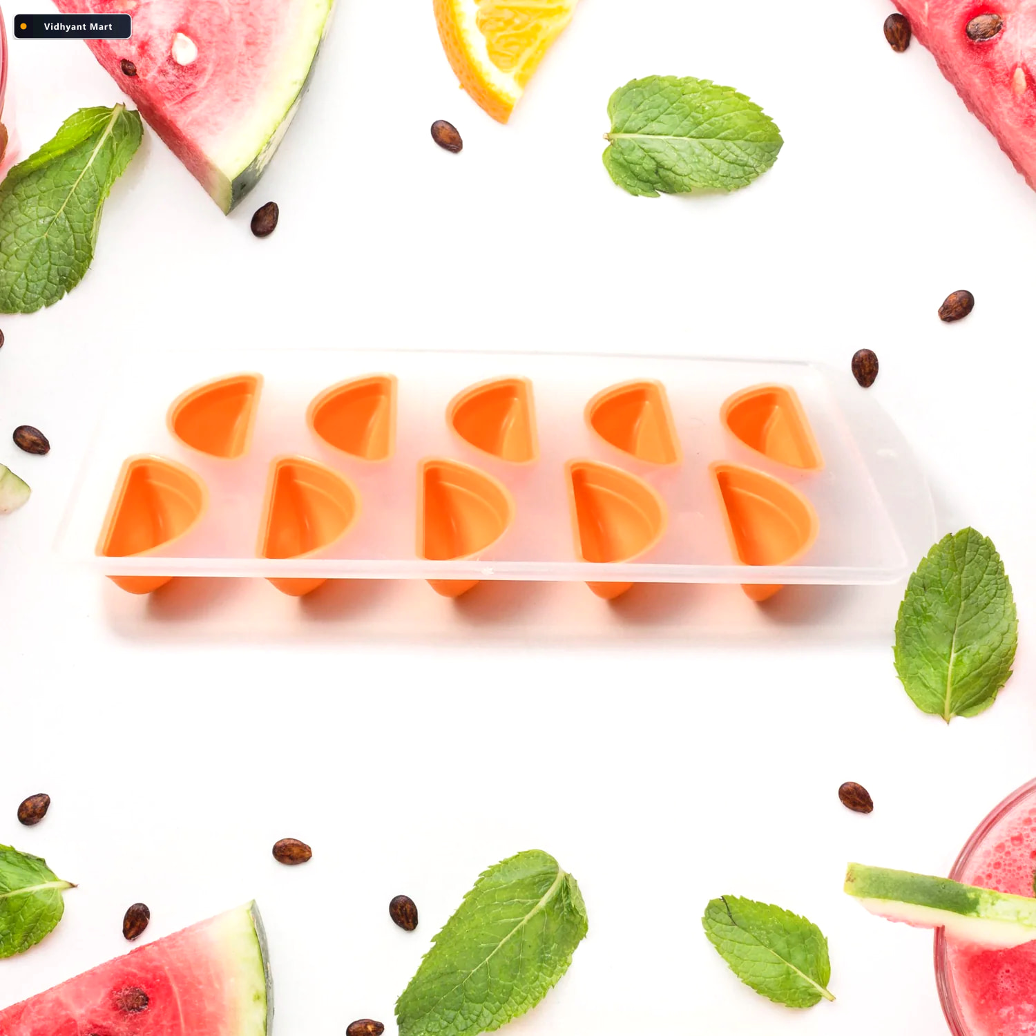 Vidhyant Mart Silicone Orange Shape Fruit Ice Tray 3