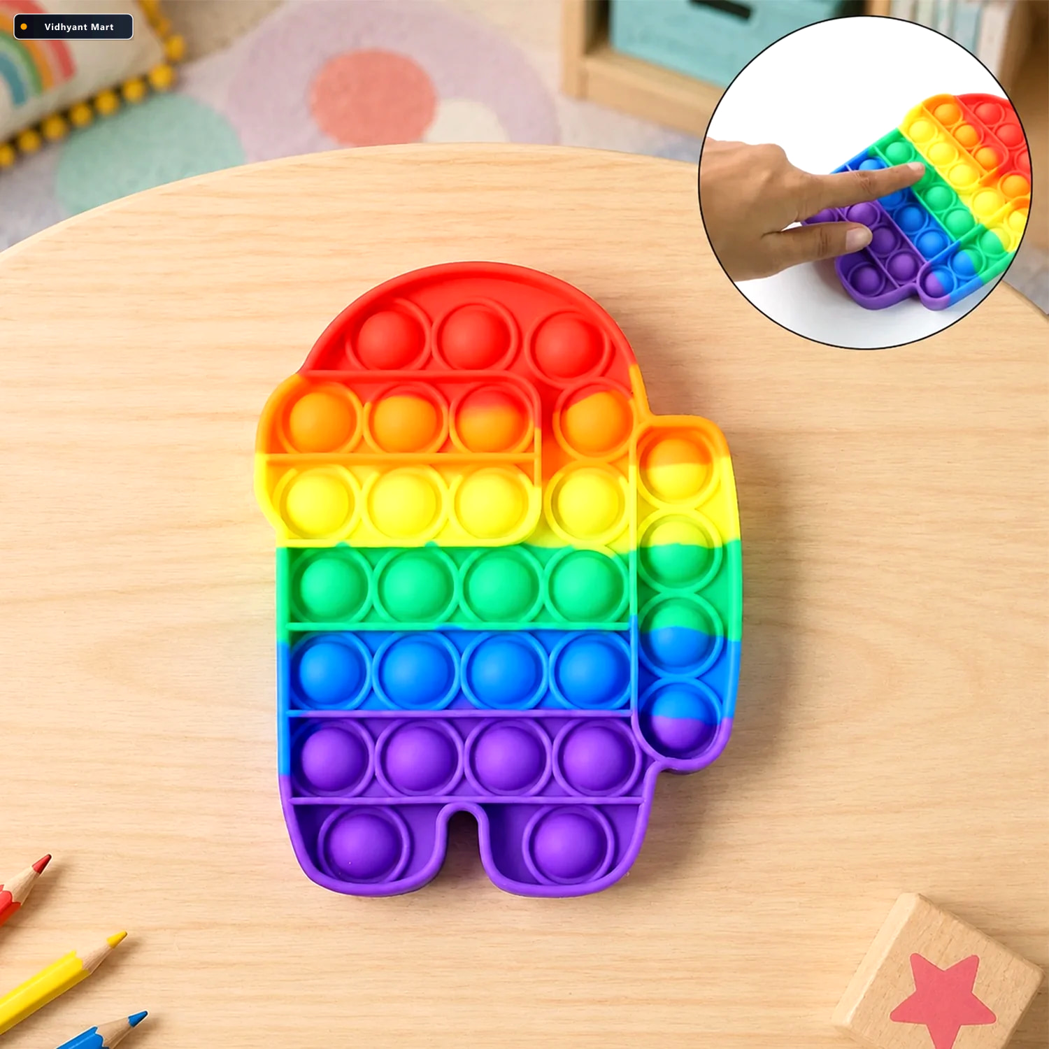Vidhyant Mart Silicone Pop It Fidget Toy Stress Relief Focus Aid 1