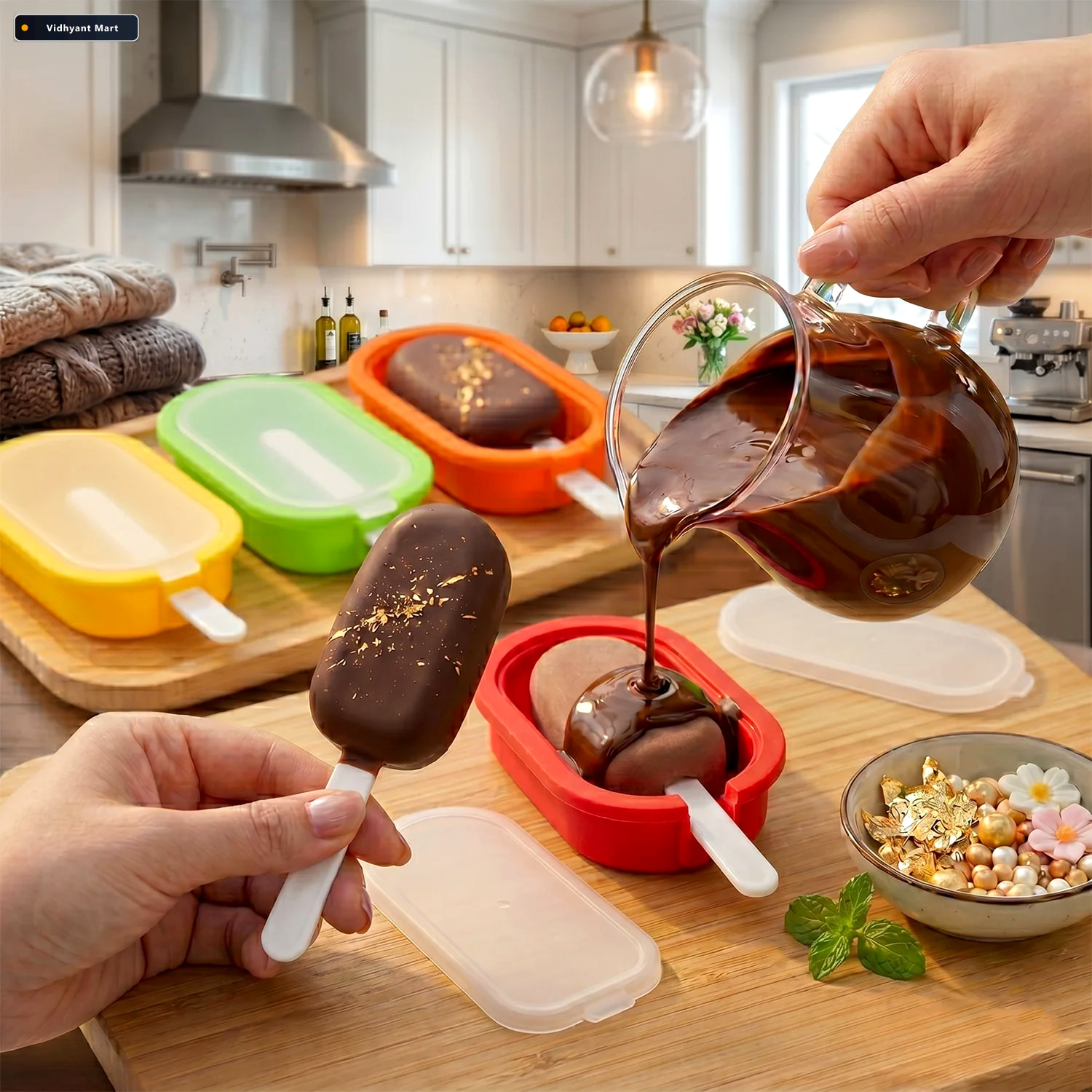 Vidhyant Mart Silicone Popsicle Mold Set Reusable Easy Release F 2