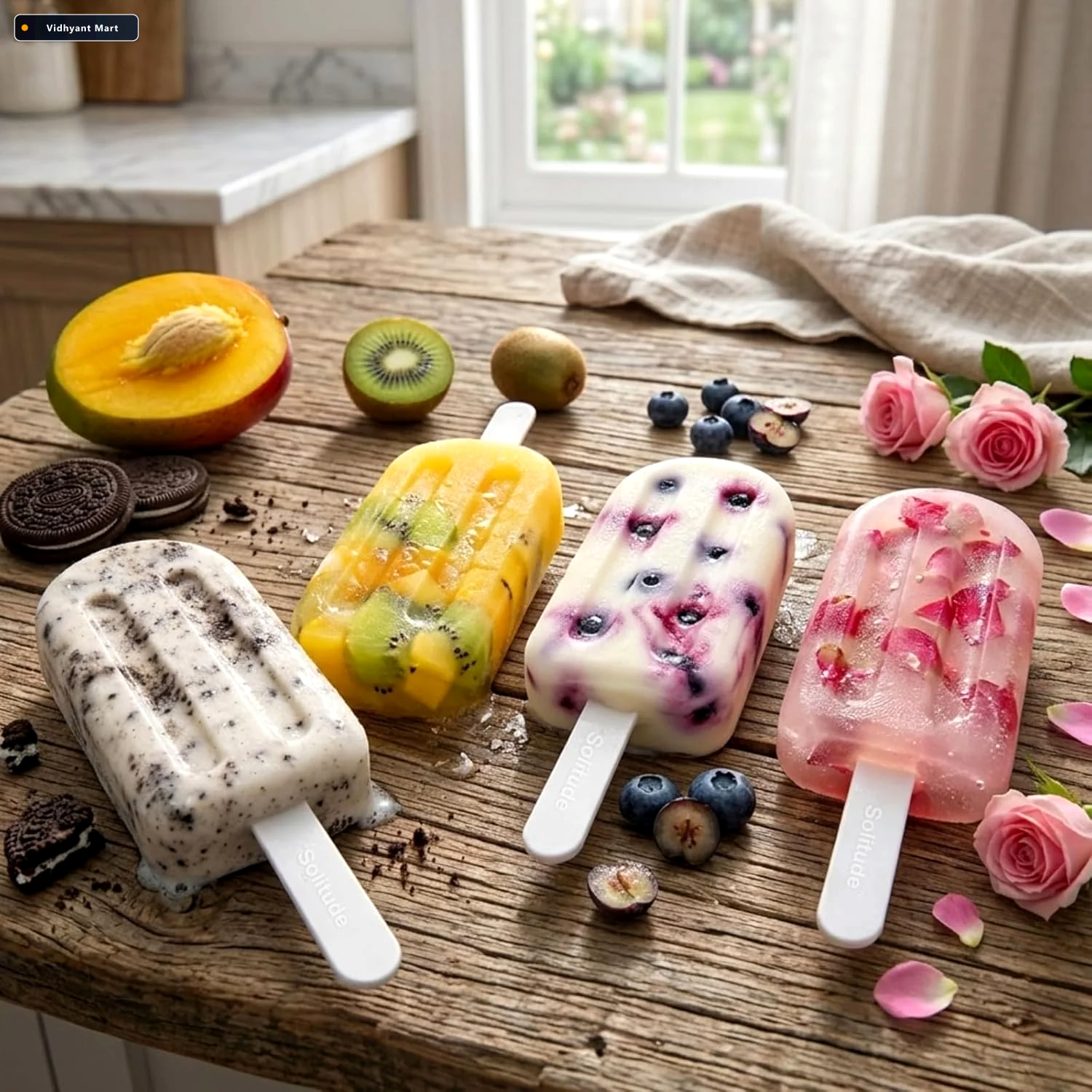 Vidhyant Mart Silicone Popsicle Mold Set Reusable Easy Release F 3