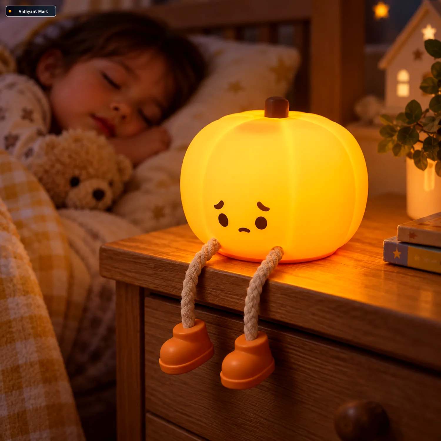 Vidhyant Mart Silicone Pumpkin Night Light Usb Rechargeable Soft 1