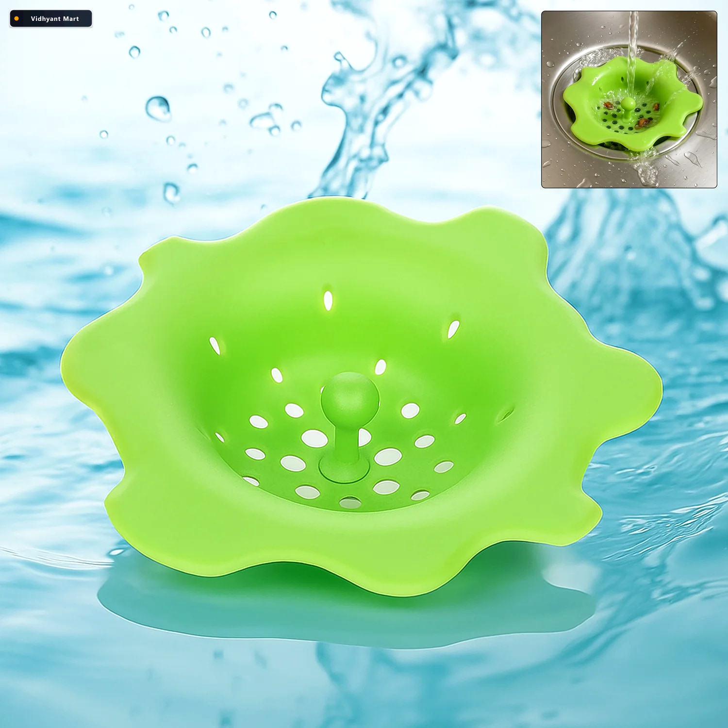 Vidhyant Mart Silicone Sink Strainer Flexible Anti Clog Hair Cat 1