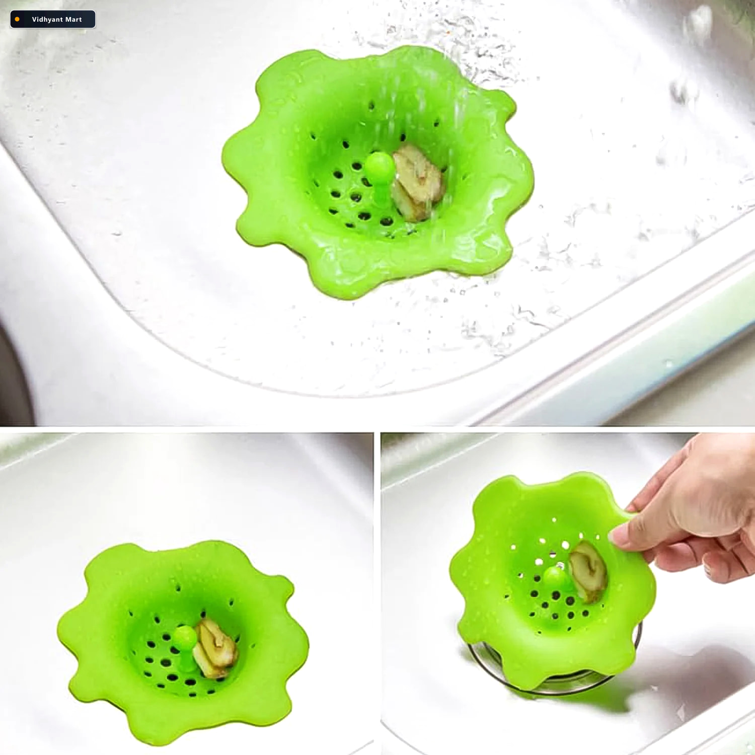 Vidhyant Mart Silicone Sink Strainer Flexible Anti Clog Hair Cat 3