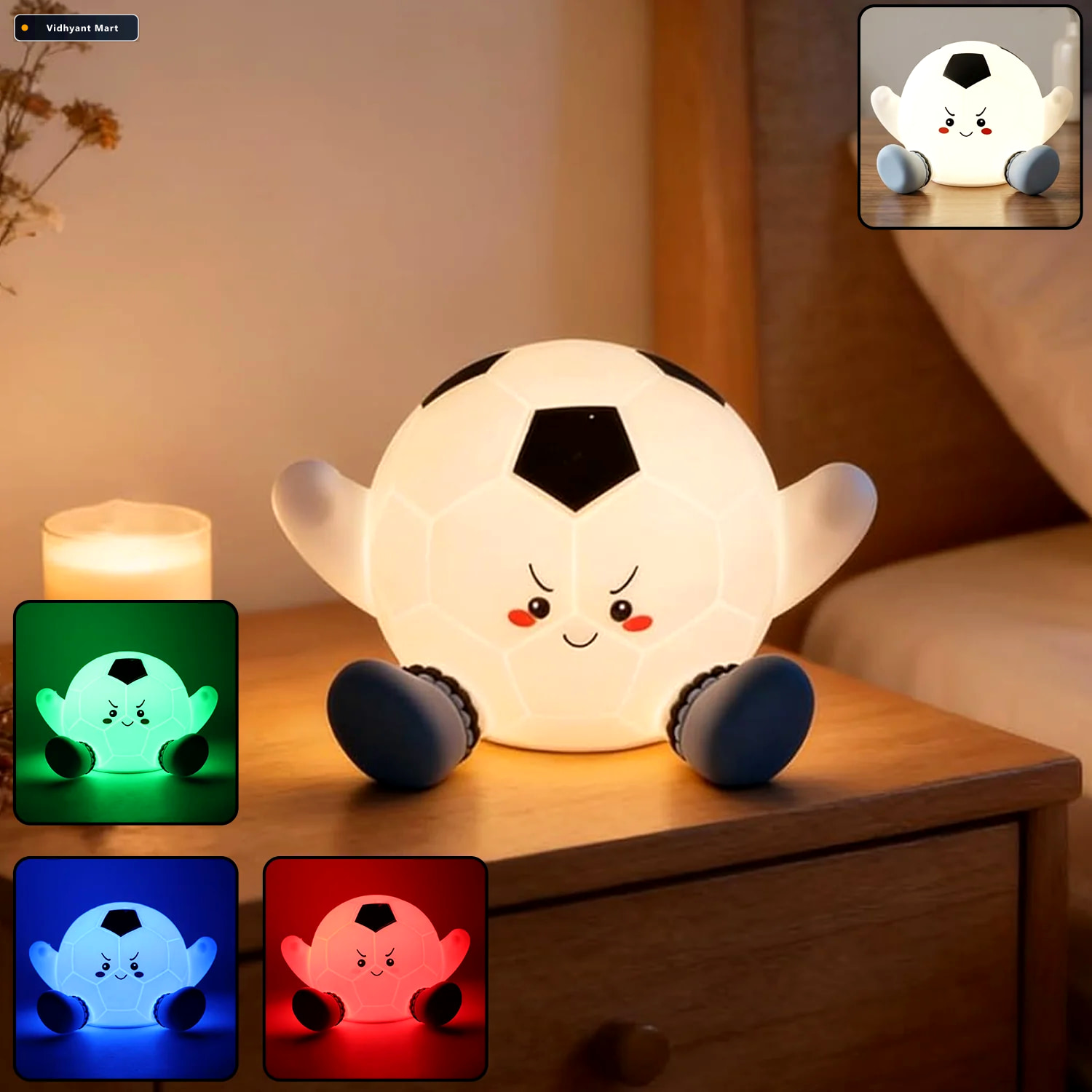 Vidhyant Mart Silicone Soccer Ball Pat Night Light 1