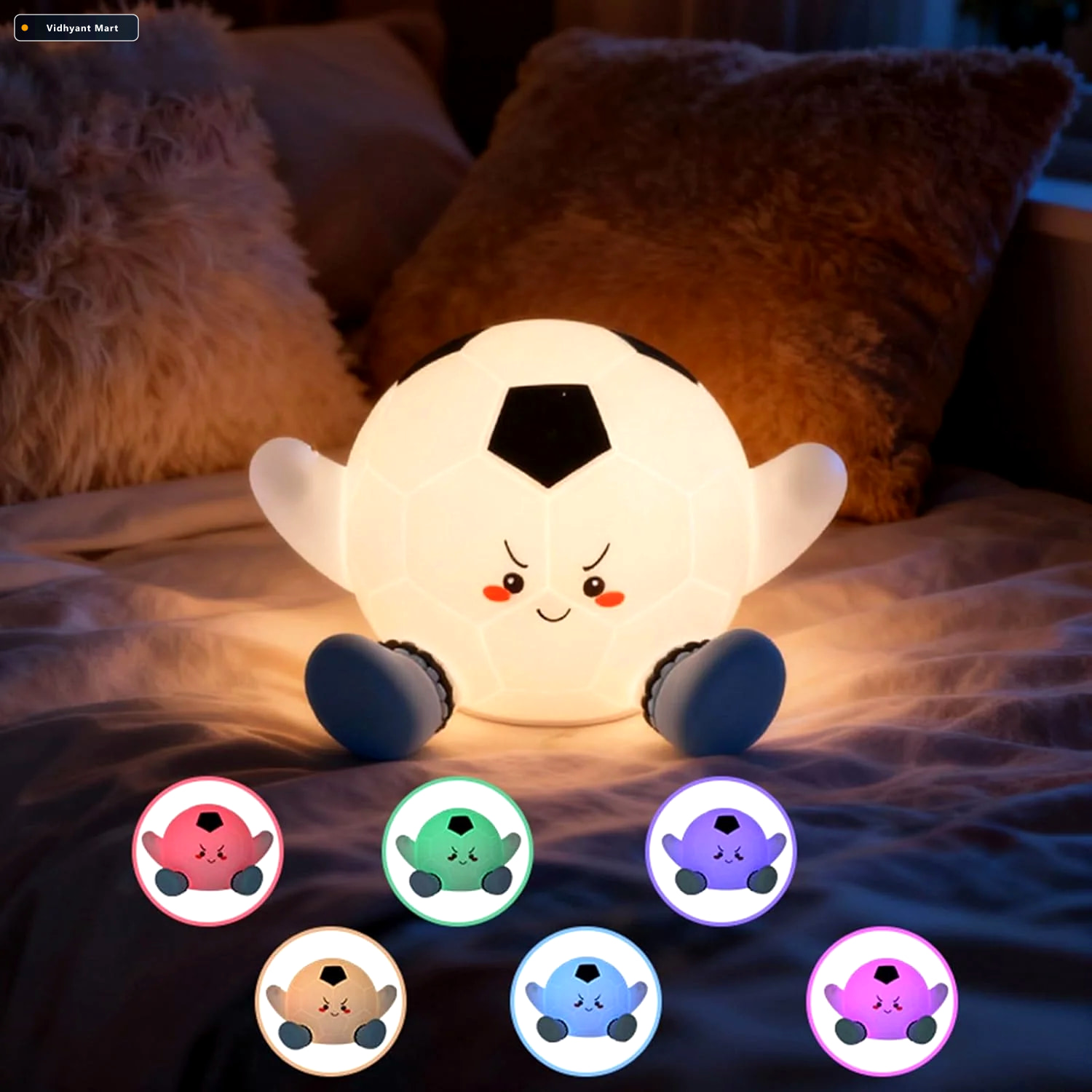 Vidhyant Mart Silicone Soccer Ball Pat Night Light 2