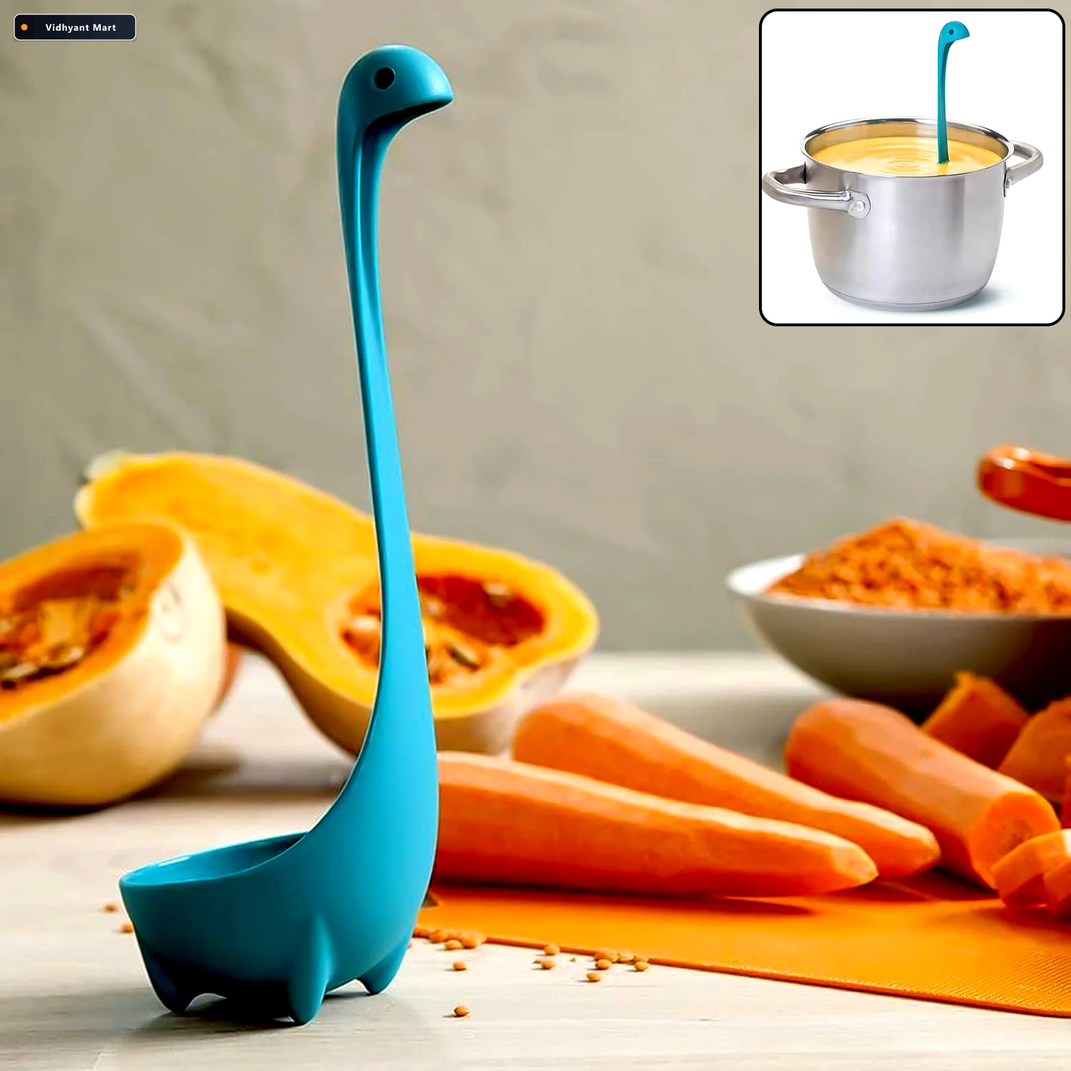 Vidhyant Mart Silicone Soup Spoon Multifunctional Strainer Ladle 1