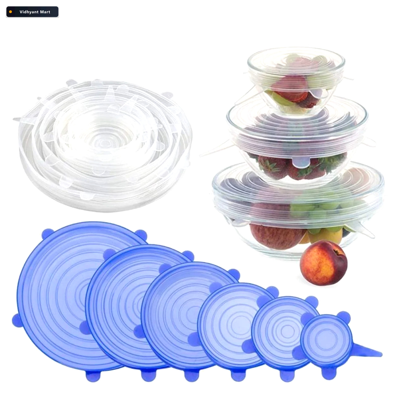 Vidhyant Mart Silicone Stretch Lids Reusable Food Container Cove 2