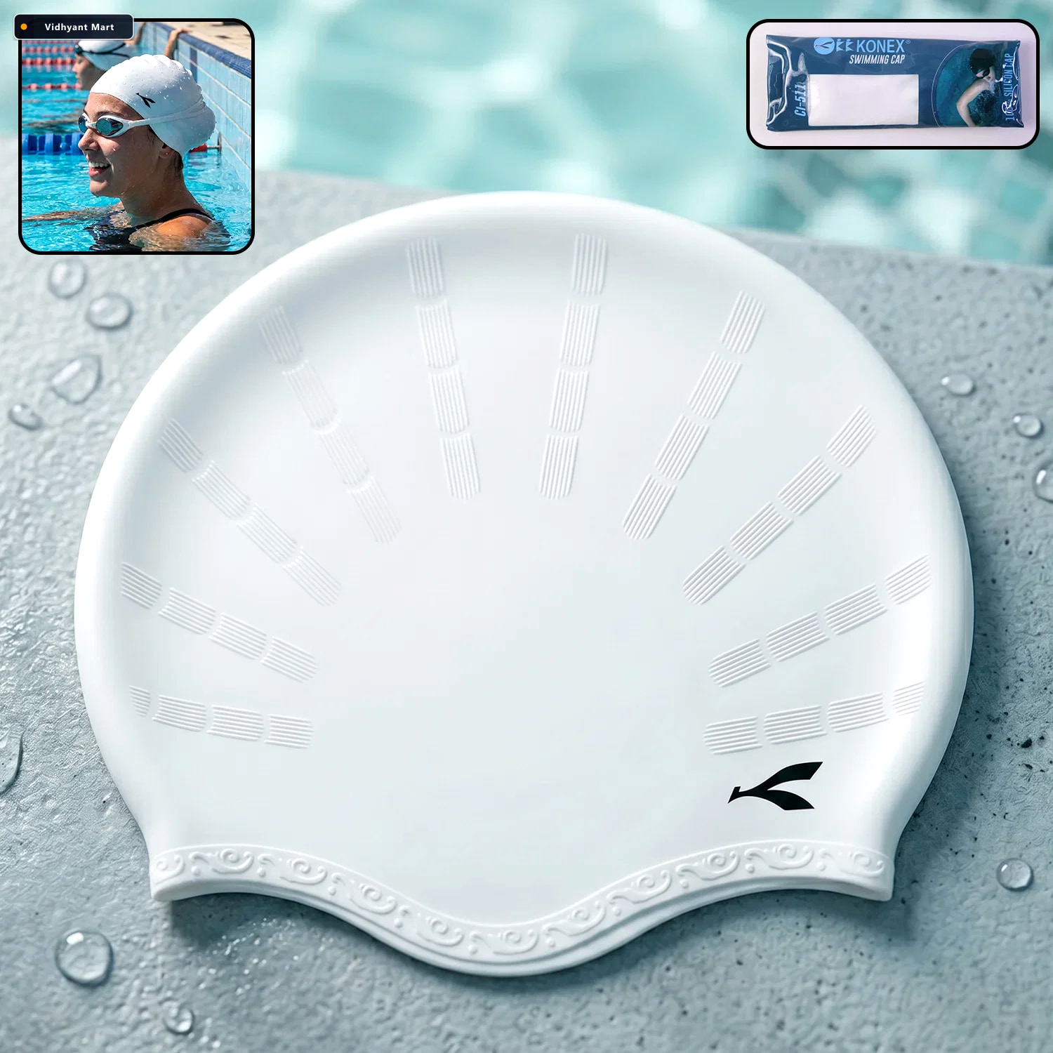 Vidhyant Mart Silicone Swimming Cap Waterproof Flexible Fit For 1