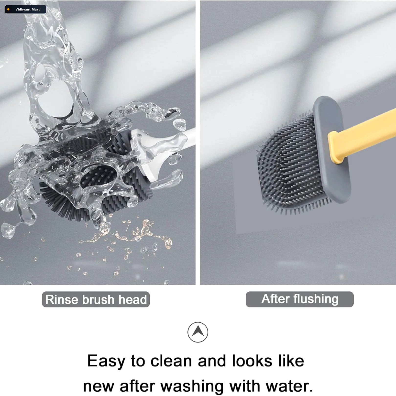 Vidhyant Mart Silicone Toilet Brush Quick Dry Holder Flexible Br 4