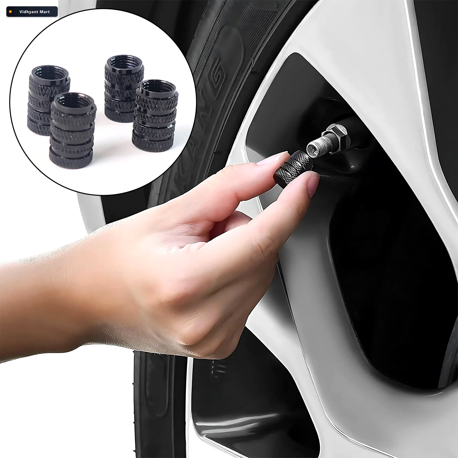 Vidhyant Mart Silver Aluminium Valve Caps Durable Set Of 4 For C 2