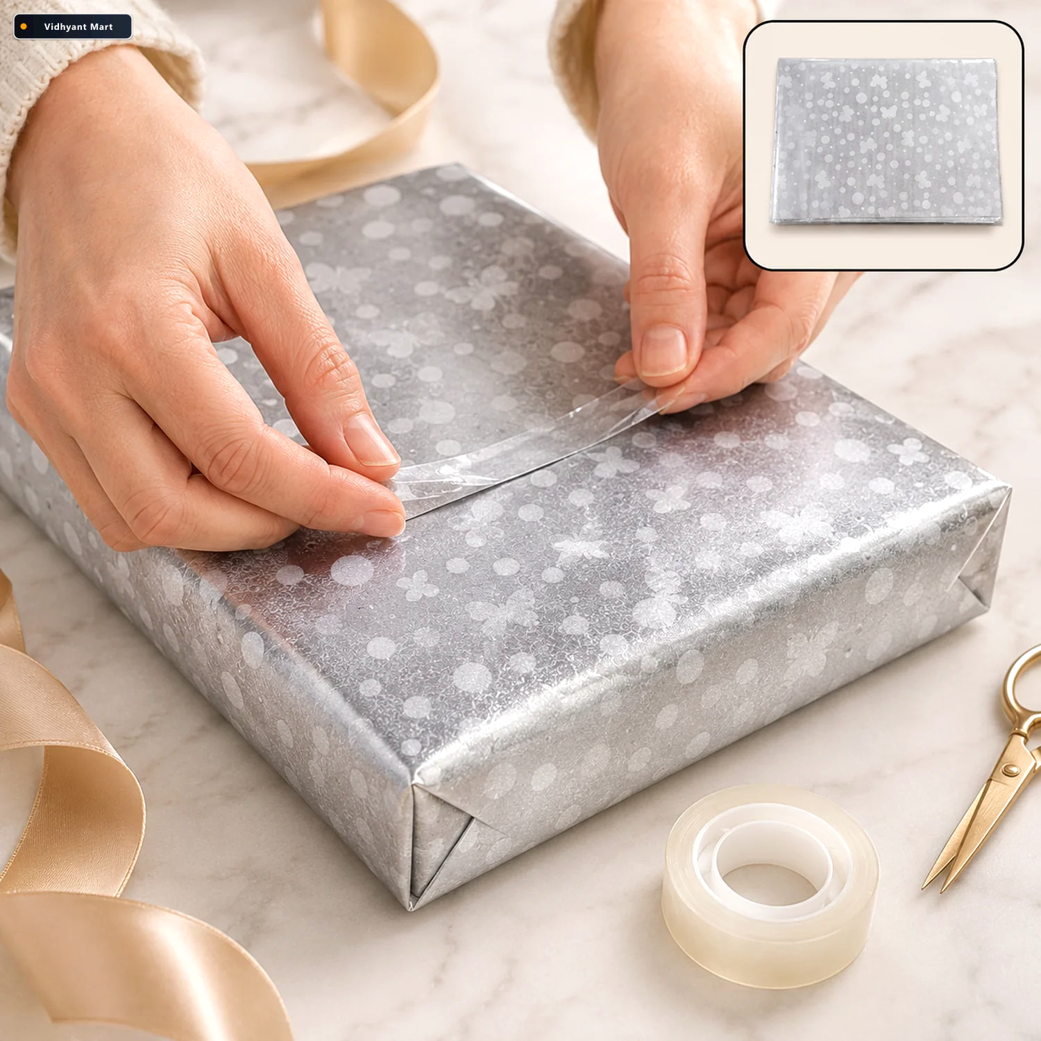 Vidhyant Mart Silver Decorative Gift Wrapping Paper Sheets 20 Pi 1