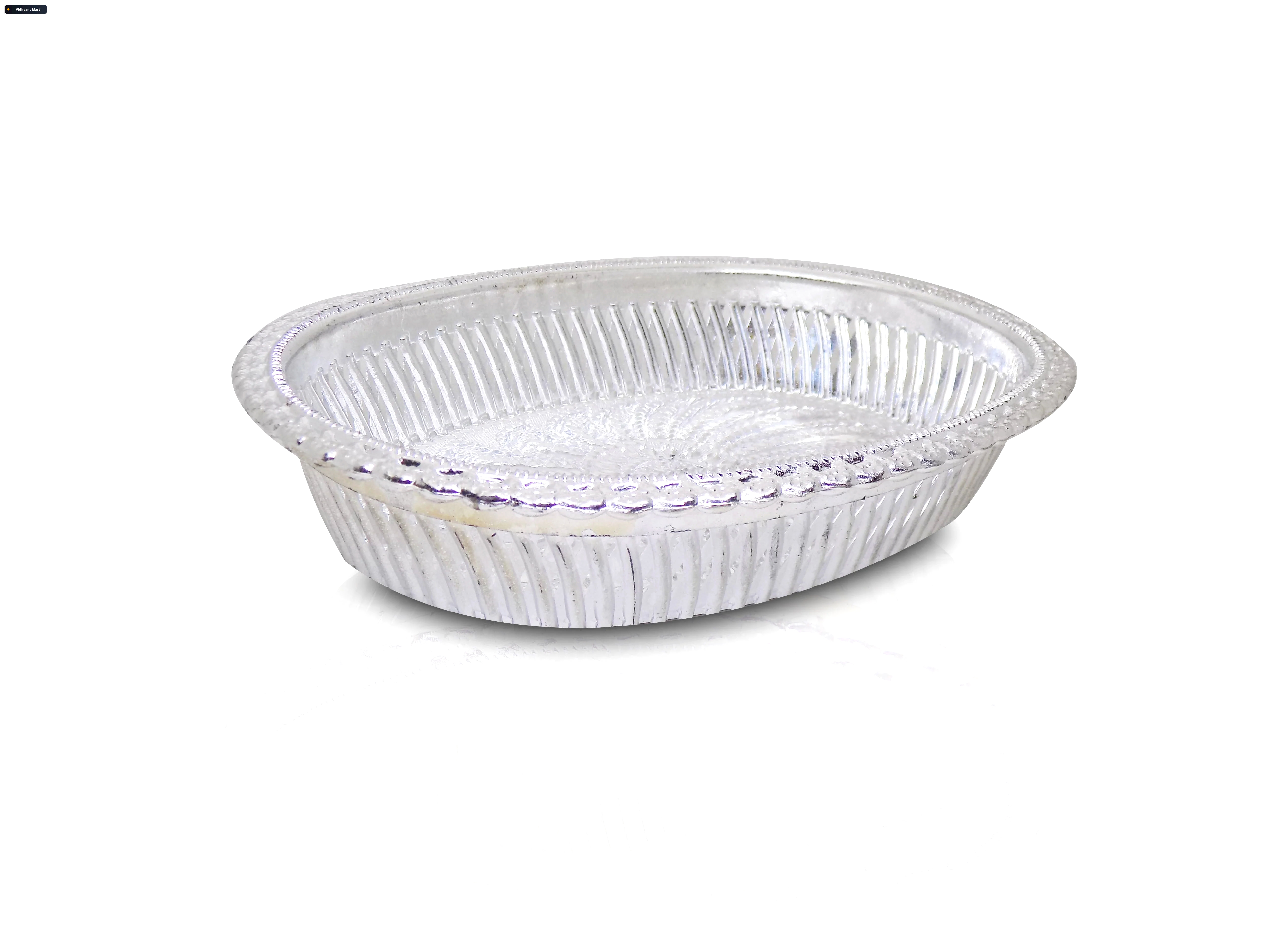 Vidhyant Mart Silver Gift Tray Royal Design Oval Decorative Jiaq 2
