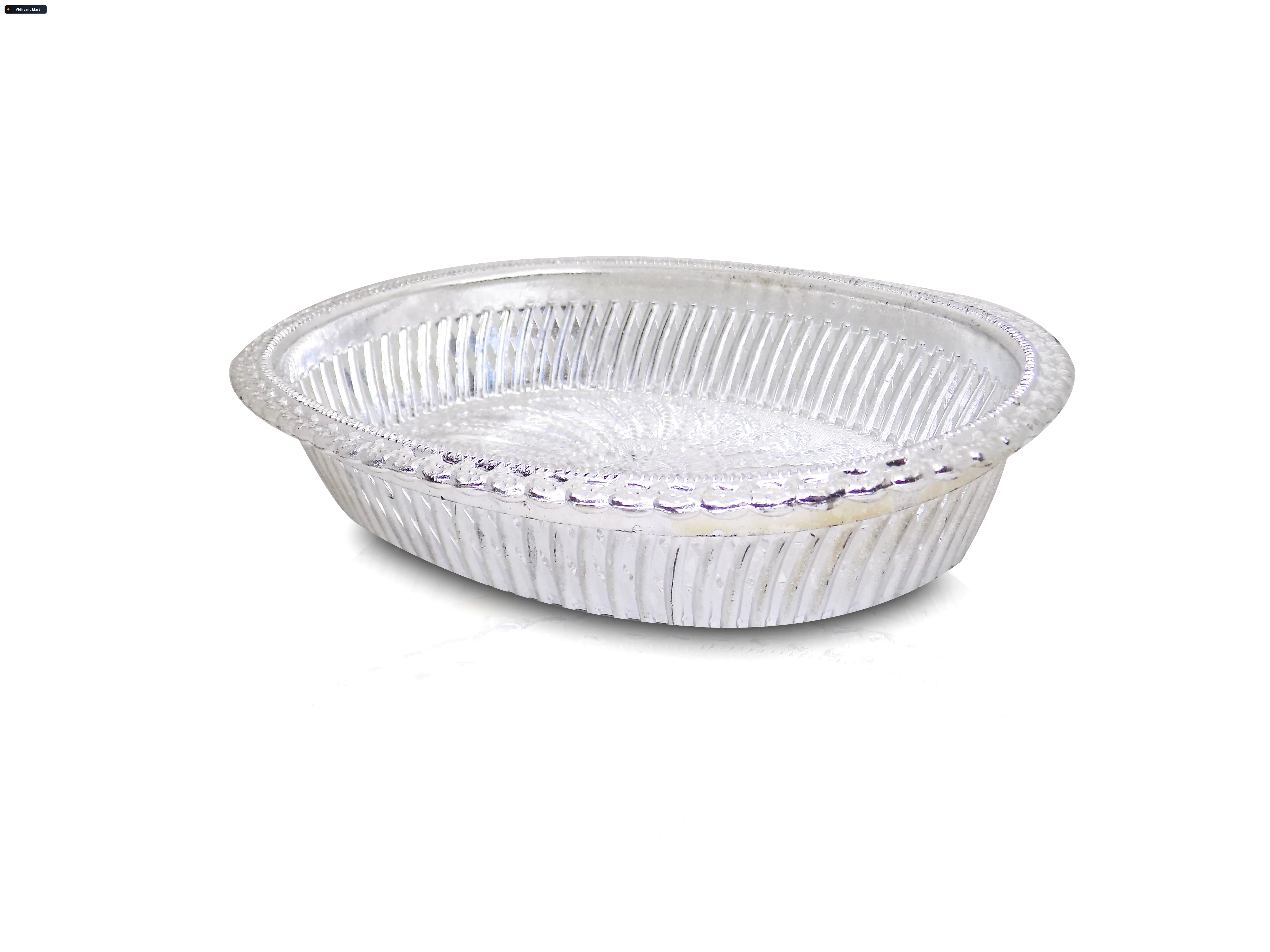 Vidhyant Mart Silver Gift Tray Royal Design Oval Decorative Jiaq 4