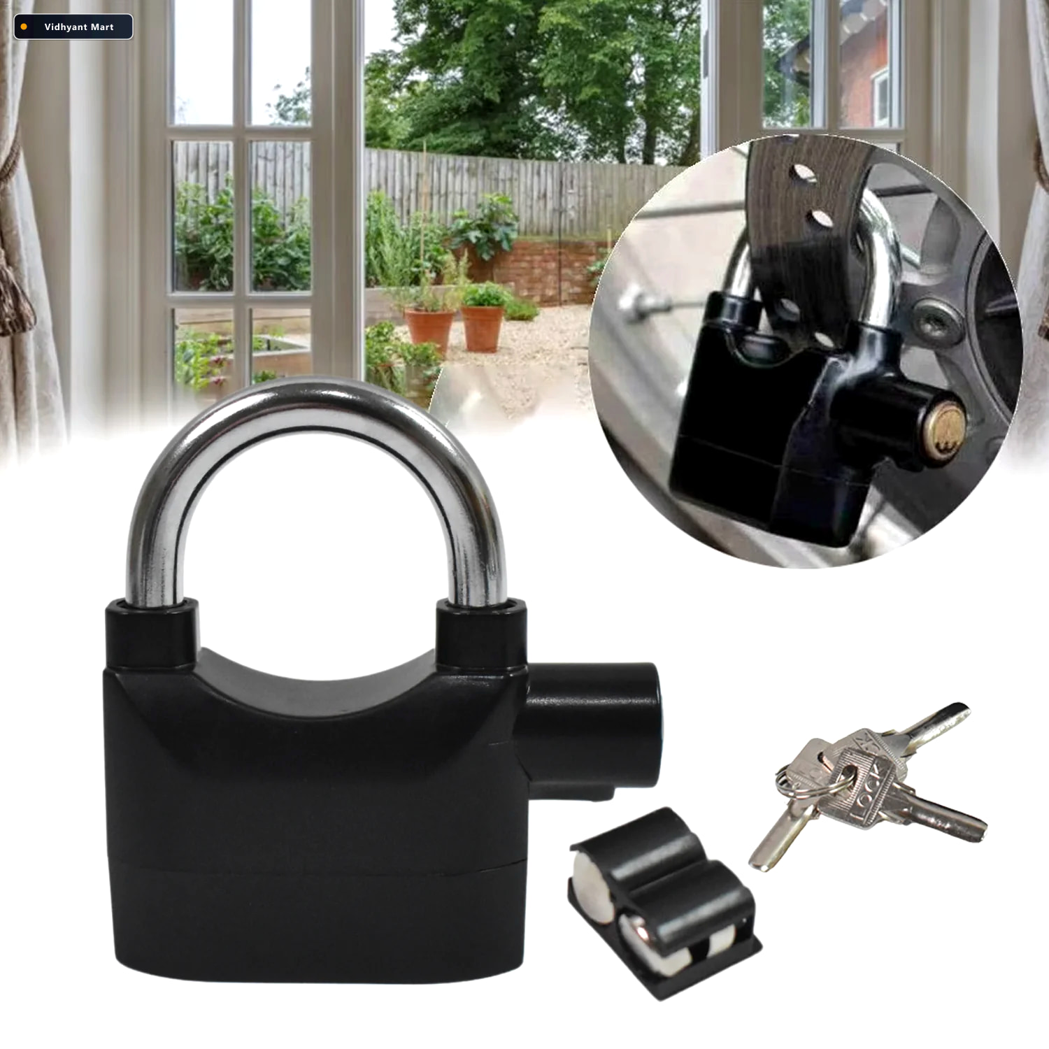 Vidhyant Mart Siren Alarm Lock Waterproof Anti Theft Padlock Vel 2