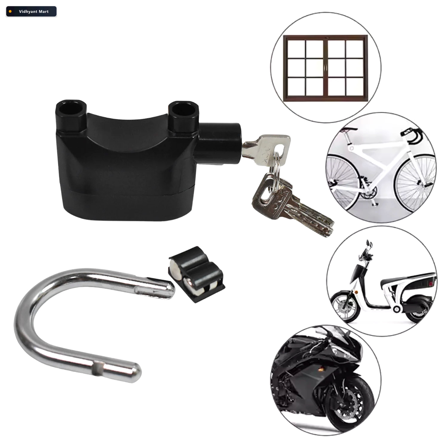 Vidhyant Mart Siren Alarm Lock Waterproof Anti Theft Padlock Vel 3