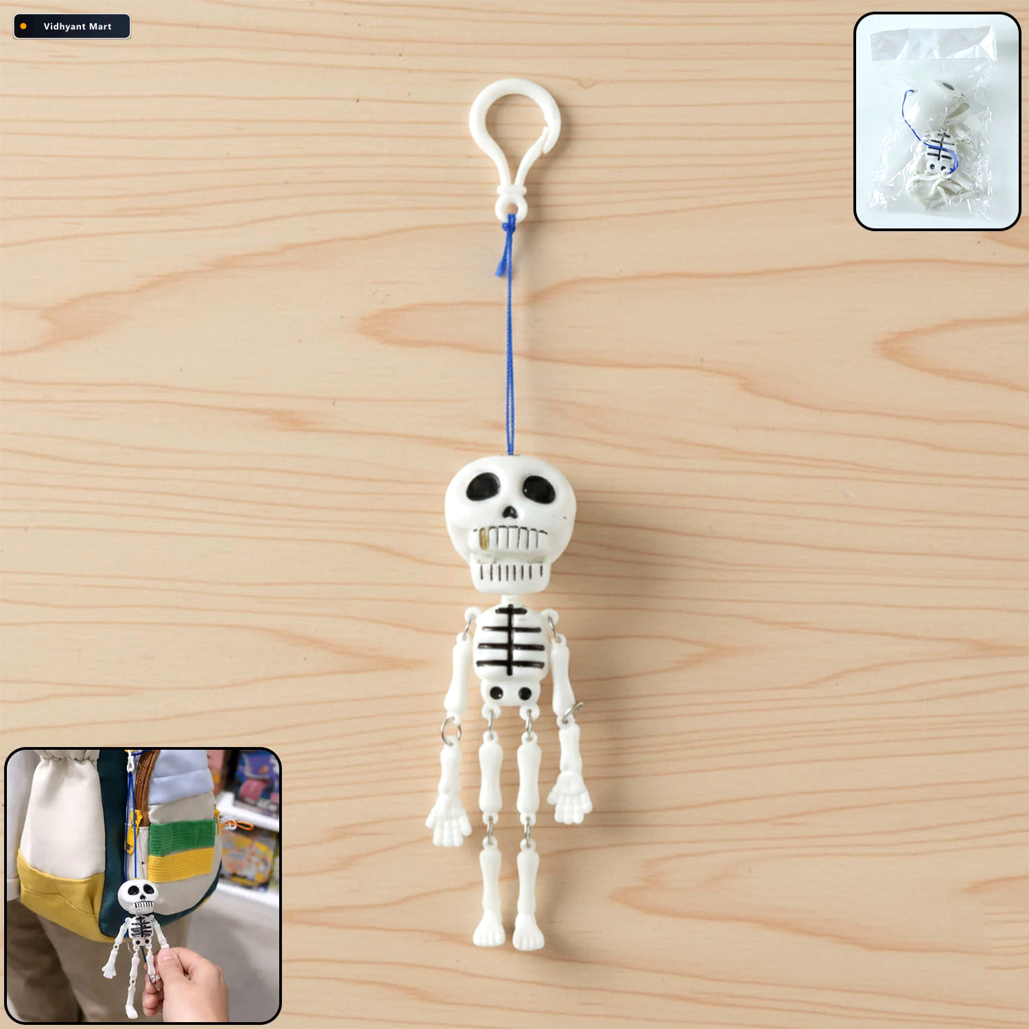 Vidhyant Mart Skeleton Doll Keychain Fun Hanging Clip On Bag Cha 2