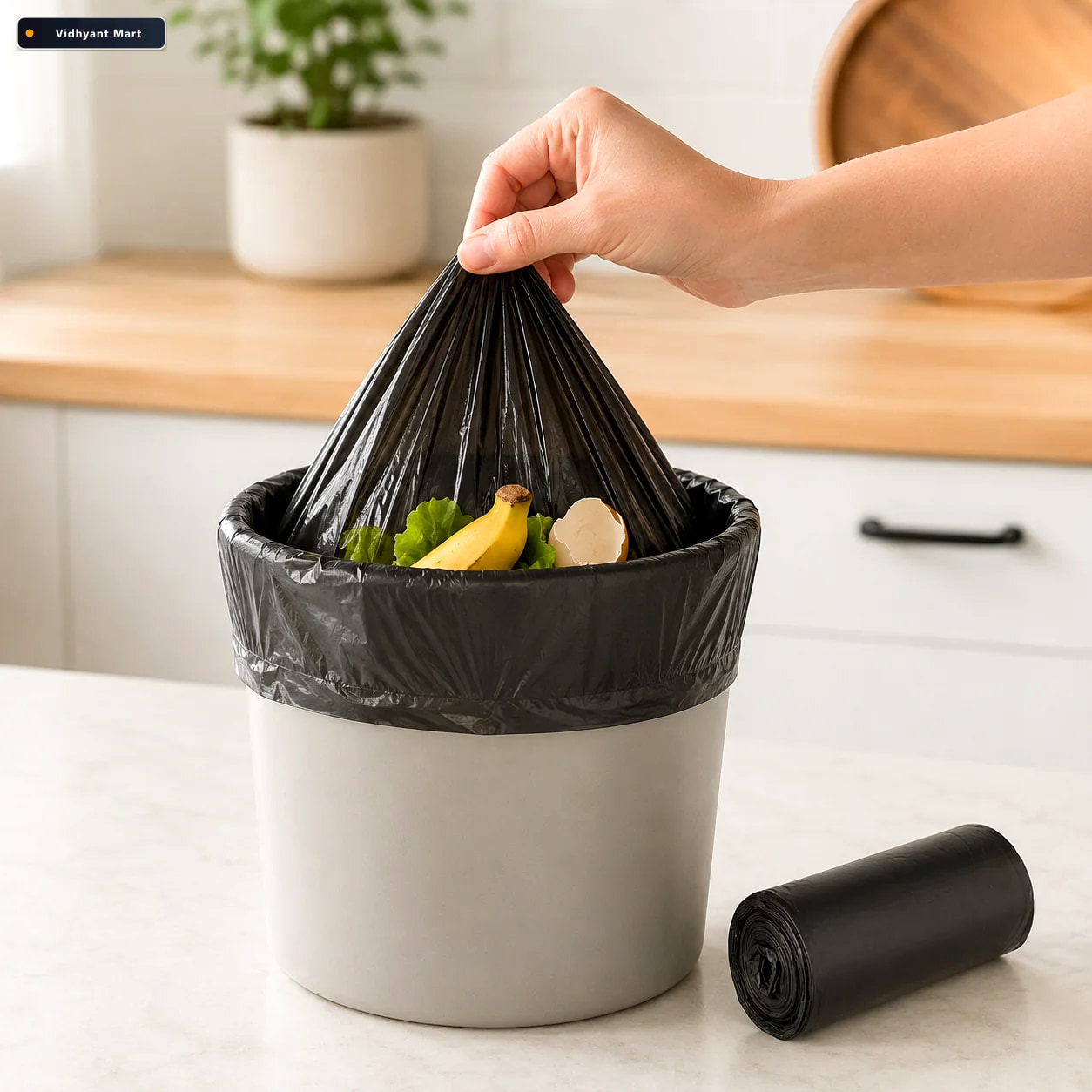 Vidhyant Mart Small Garbage Bags Heavy Duty Black 17x19 Inch Fer 1