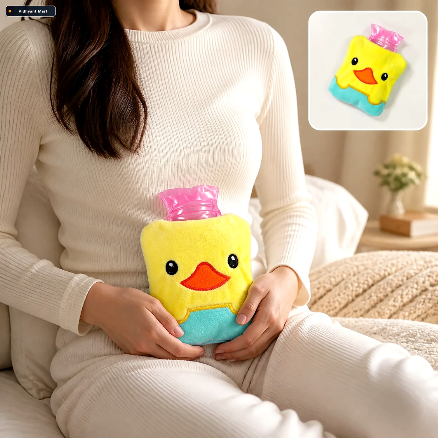 Vidhyant Mart Small Hot Water Bag Yellow Duck Design For Pain Re 1