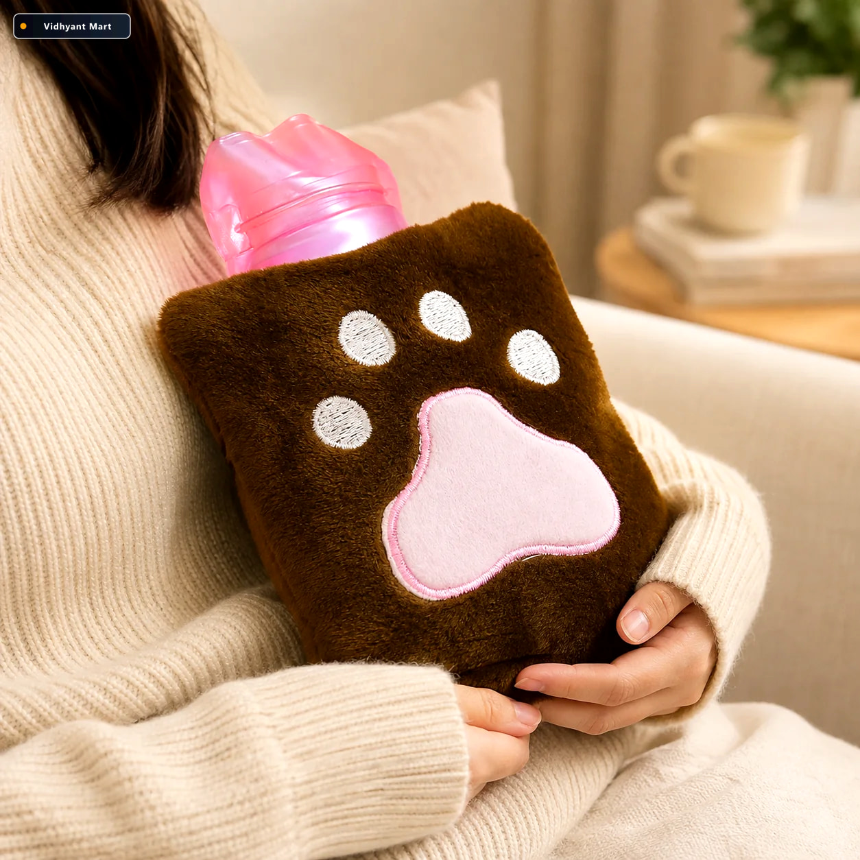 Vidhyant Mart Small Paw Print Hot Water Bag Effective Pain Warmt 1