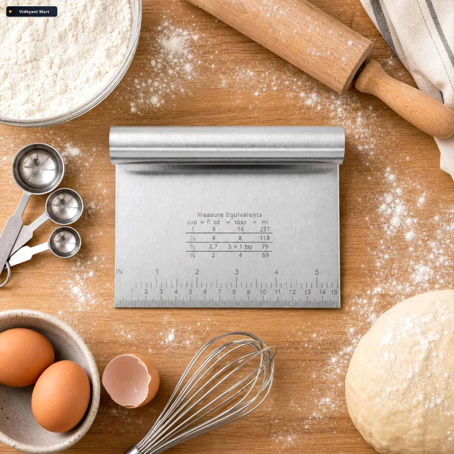 Vidhyant Mart Small Stainless Steel Dough Scraper Cutter 15 X 12 2