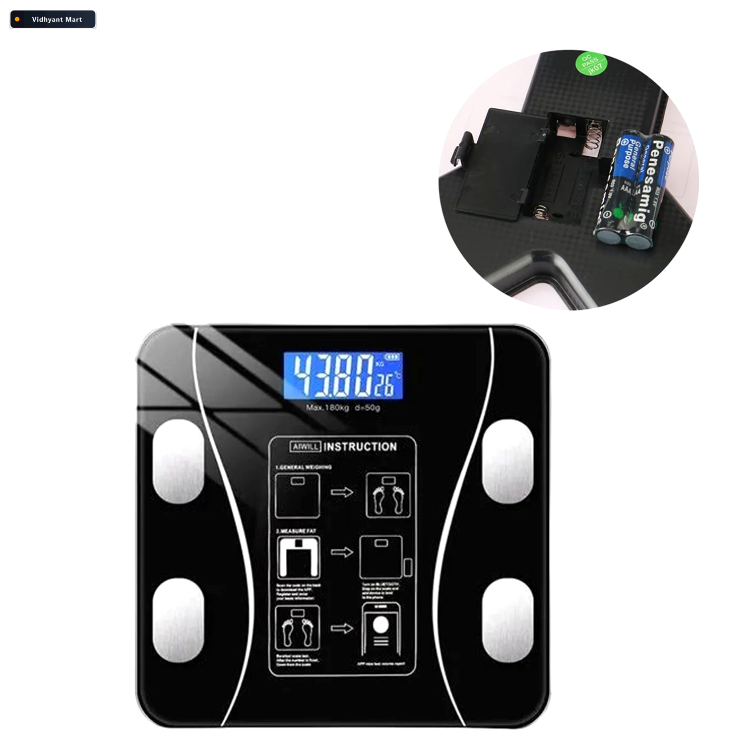Vidhyant Mart Smart Body Weight Scale Bluetooth Body Fat Bmi Tra 3