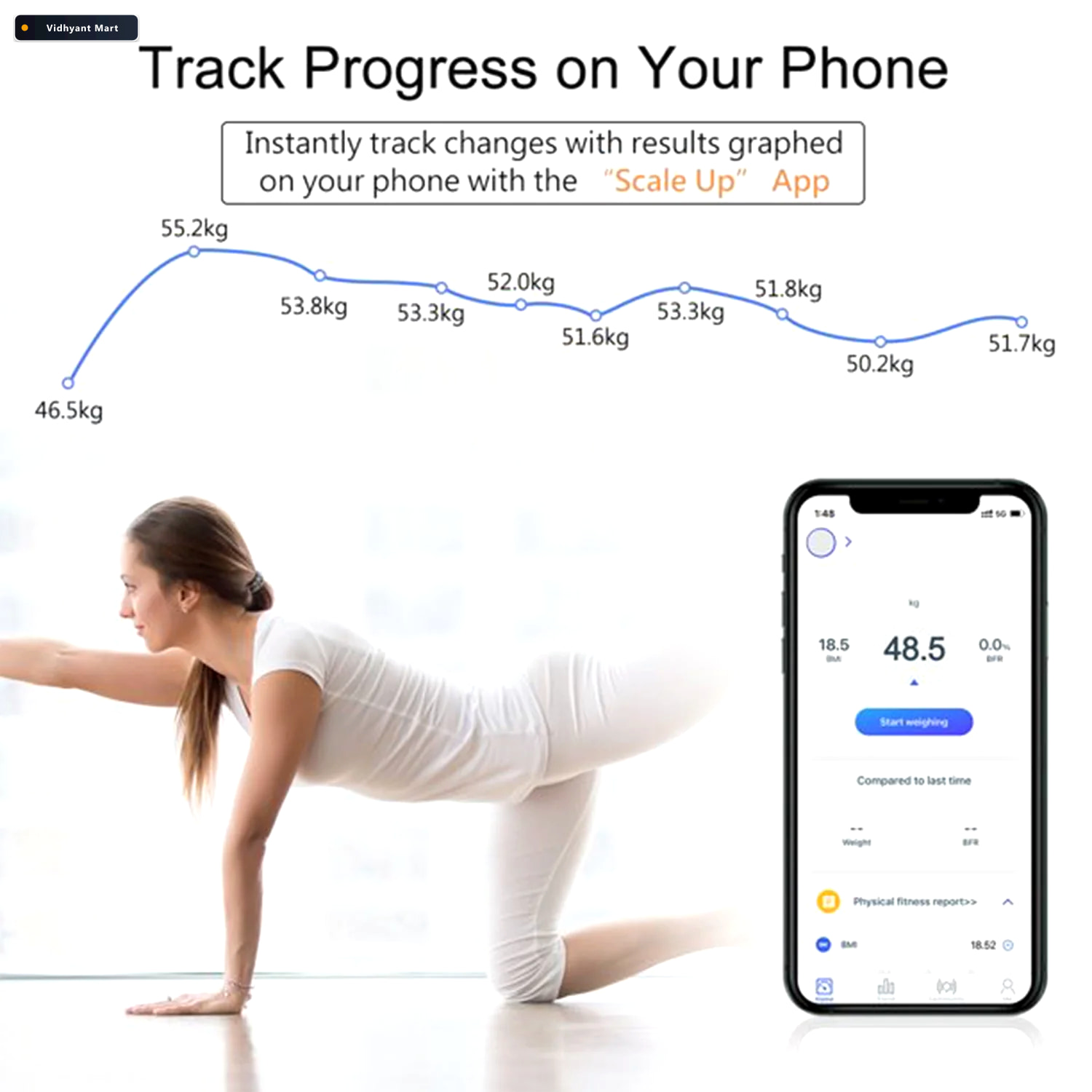 Vidhyant Mart Smart Body Weight Scale Bluetooth Body Fat Bmi Tra 4