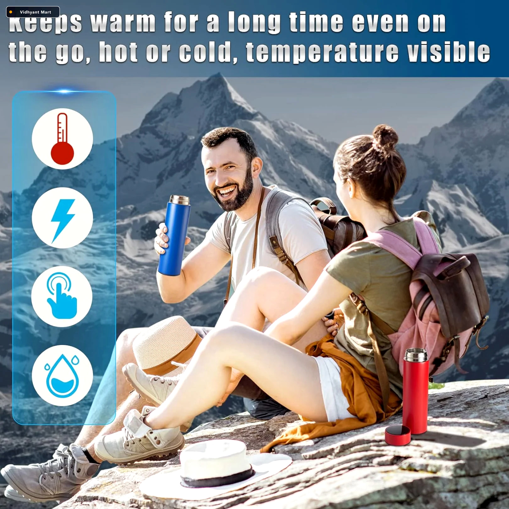 Vidhyant Mart Smart Vacuum Insulated Water Bottle Led Temperatur 5