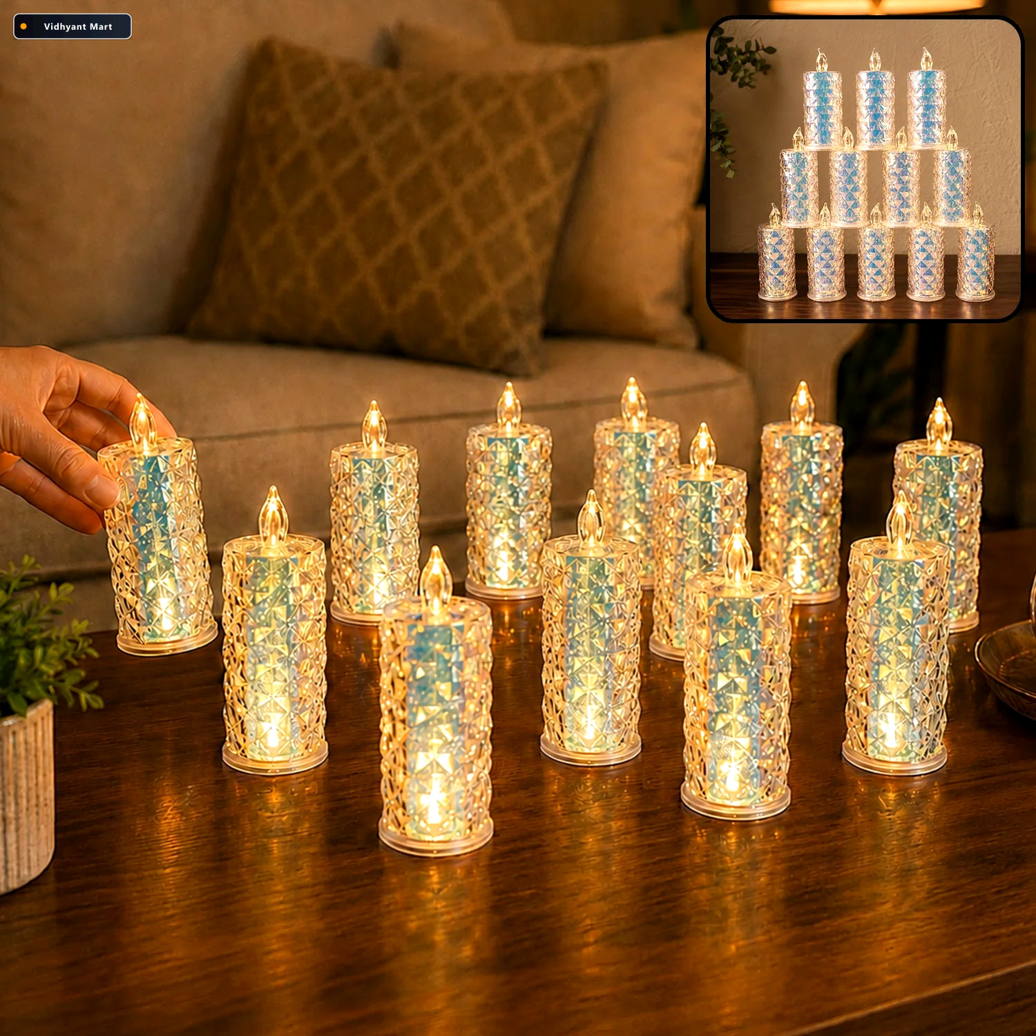 Vidhyant Mart Smokeless Led Candles Safe Flameless Set Of 12 For 1