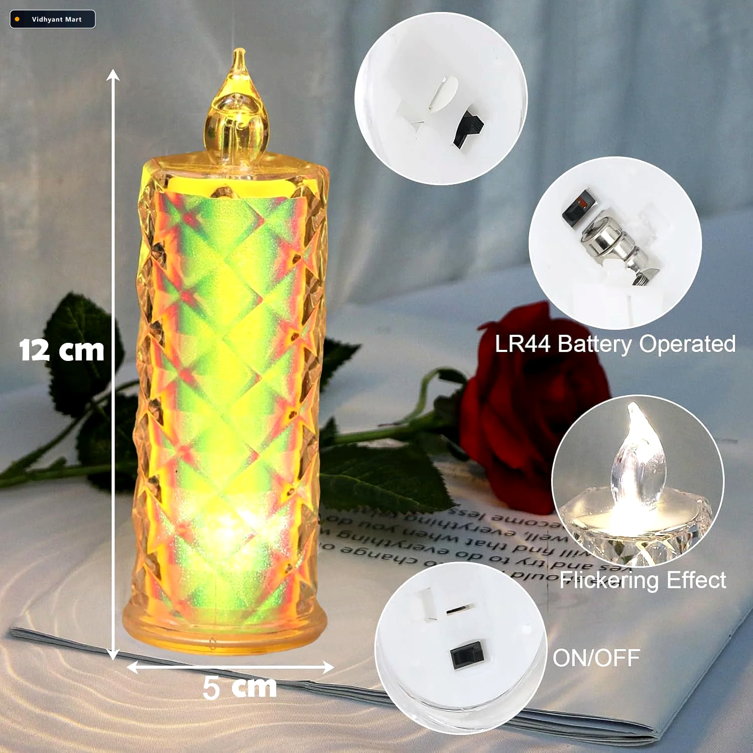 Vidhyant Mart Smokeless Led Candles Safe Flameless Set Of 12 For 3