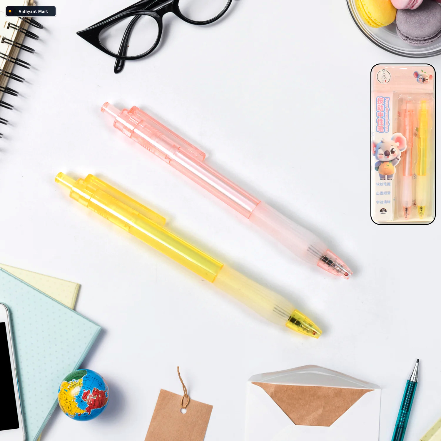 Vidhyant Mart Smooth Writing Ball Pen Black Ink Fine Tip 2 Pc Cu 2
