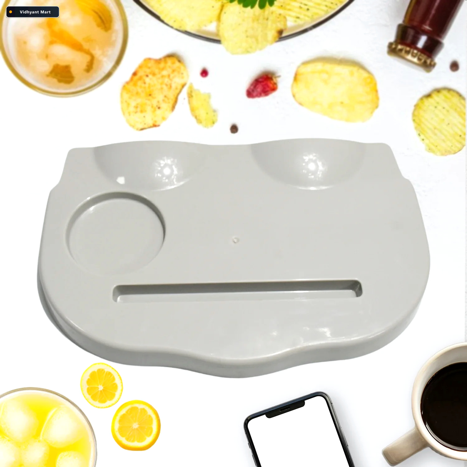 Vidhyant Mart Snack Caddy Tray Sofa Movie Night Drink Holder Tab 3