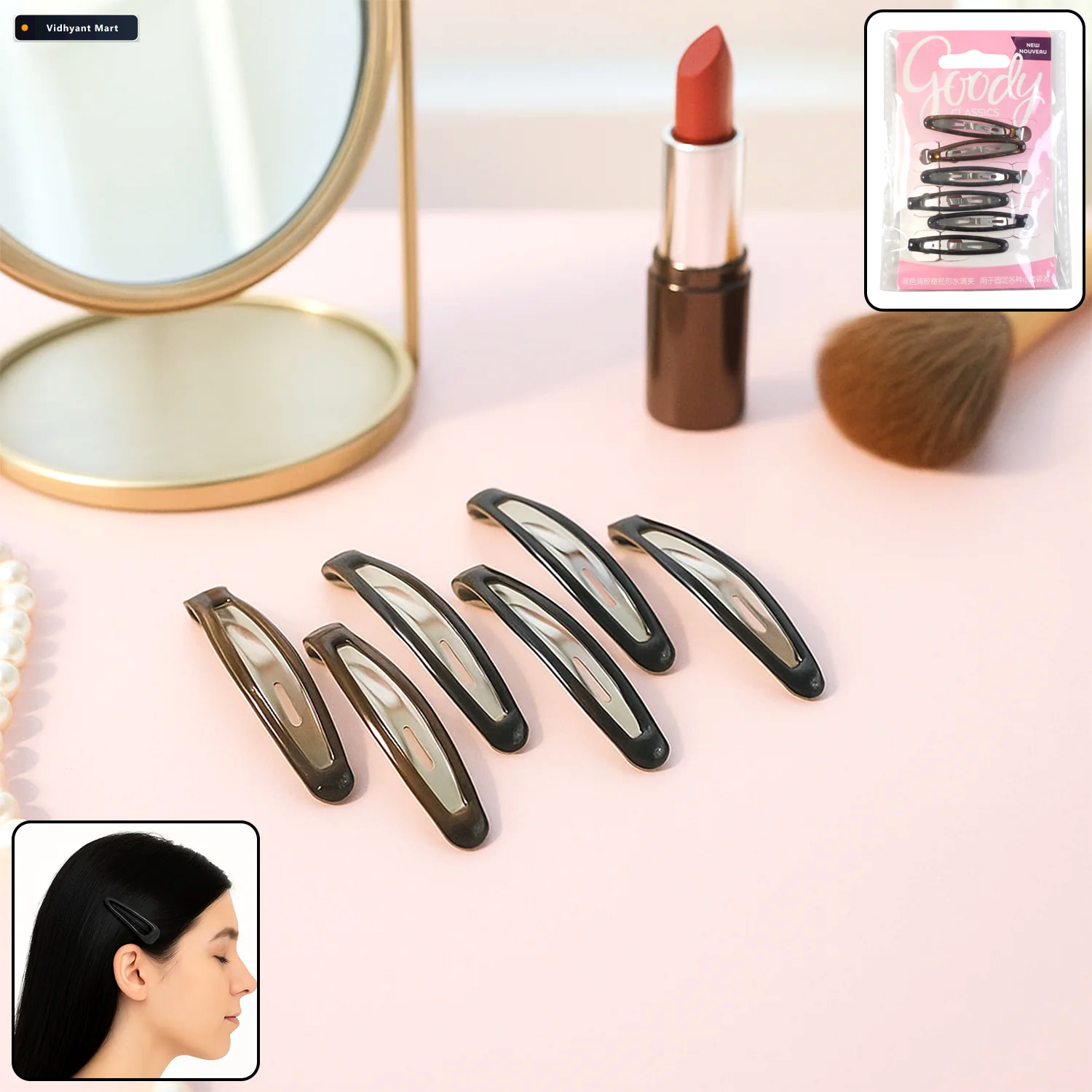 Vidhyant Mart Snap Hair Clips For Women Strong Hold Non Slip 6 P 1