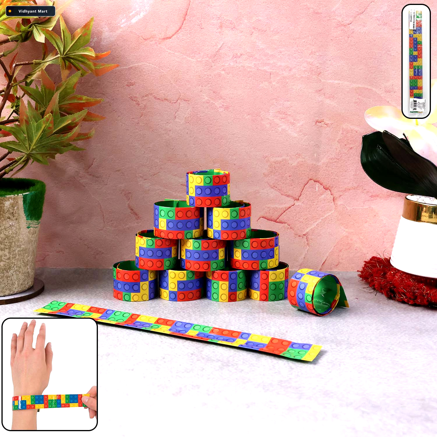 Vidhyant Mart Snap Slap Bracelet Set Vibrant 12 Piece Kids Toy C 1