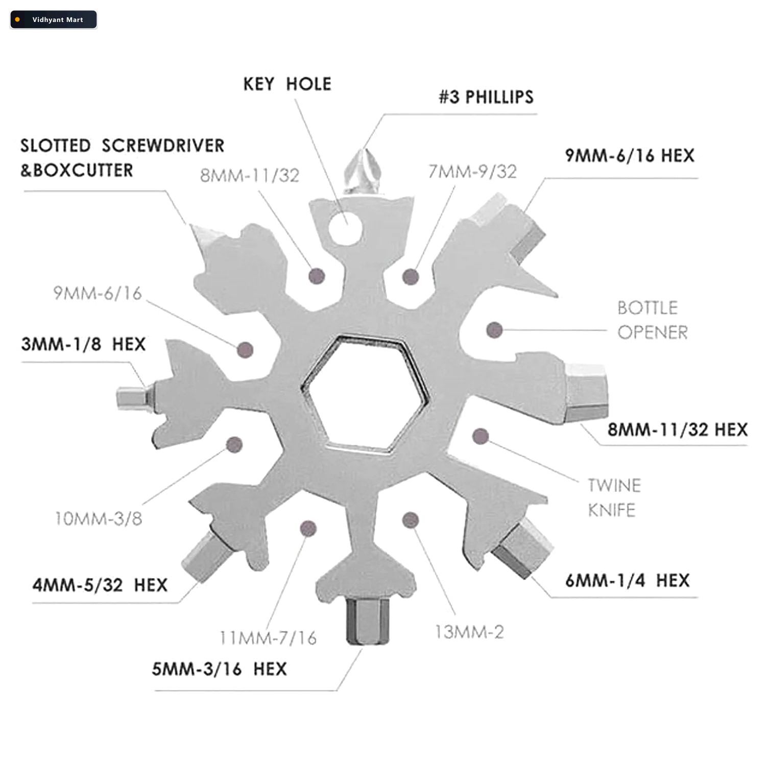 Vidhyant Mart Snowflake Multi Tool 18 In 1 Stainless Steel Porta 3