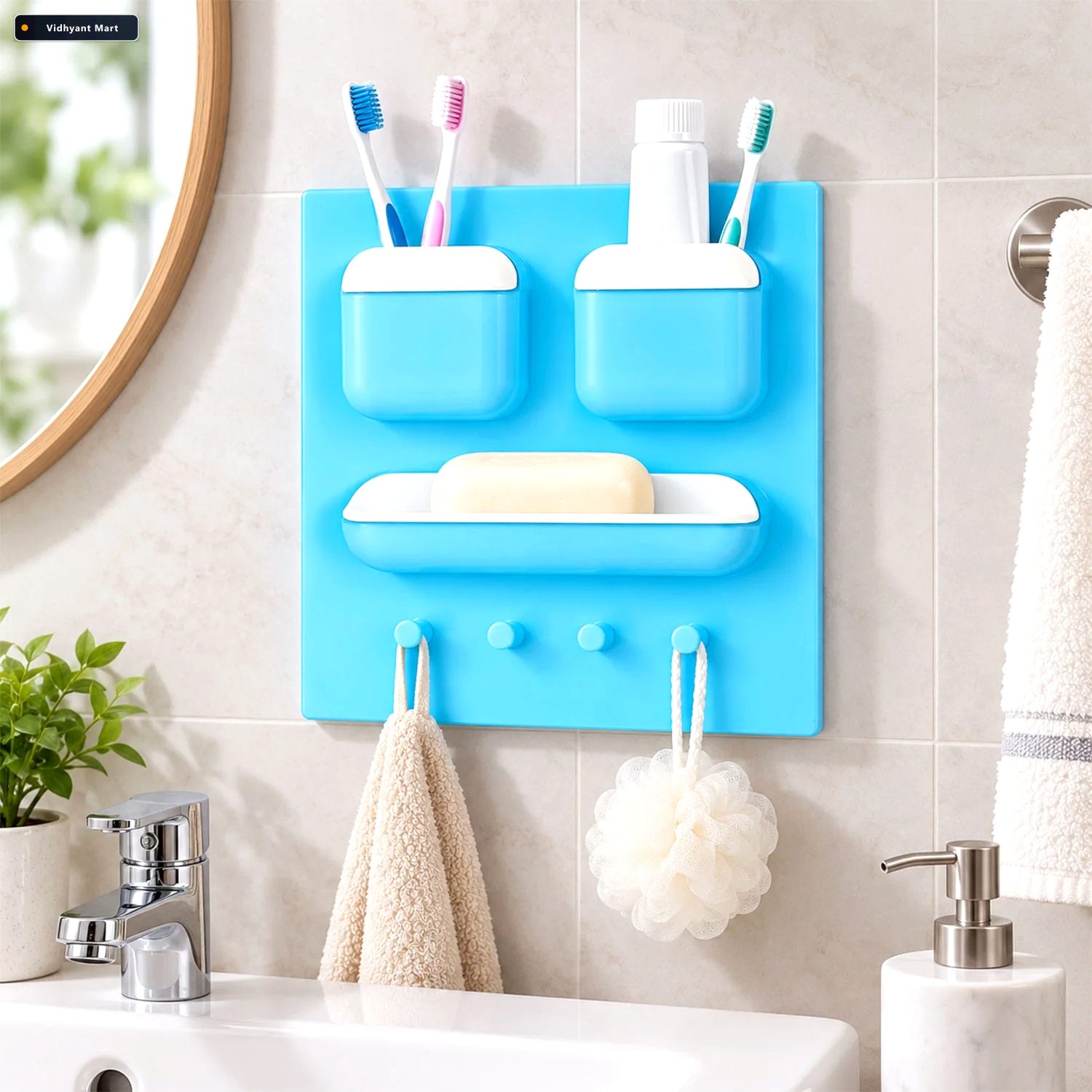 Vidhyant Mart Soap Dish With Toothbrush Holder Unbreakable Plast 1