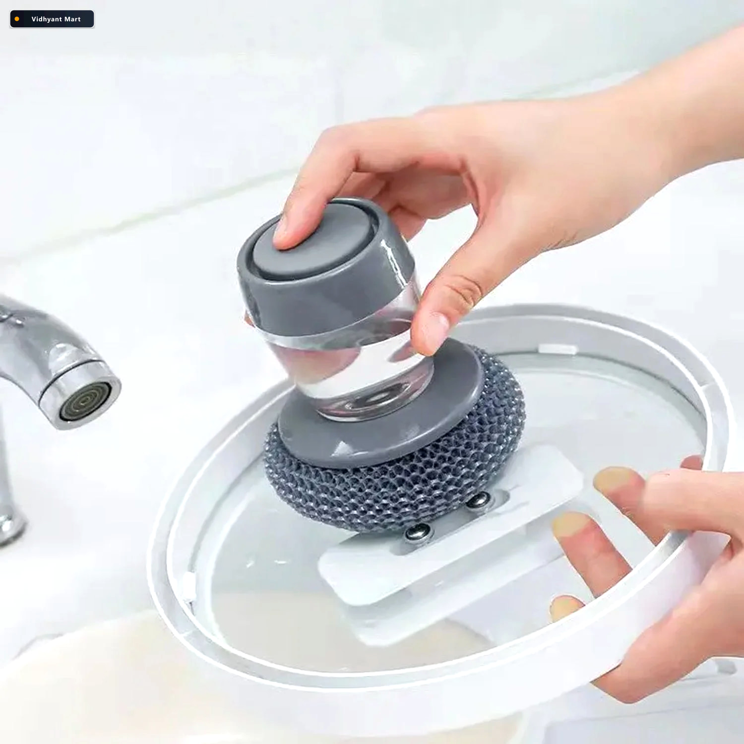 Vidhyant Mart Soap Dispensing Dish Brush Easy Kitchen Cleaning V 1