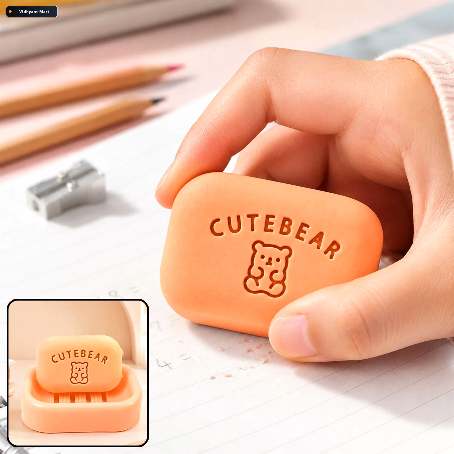 Vidhyant Mart Soap Shaped Erasers Fun Compact Reusable Stationer 1