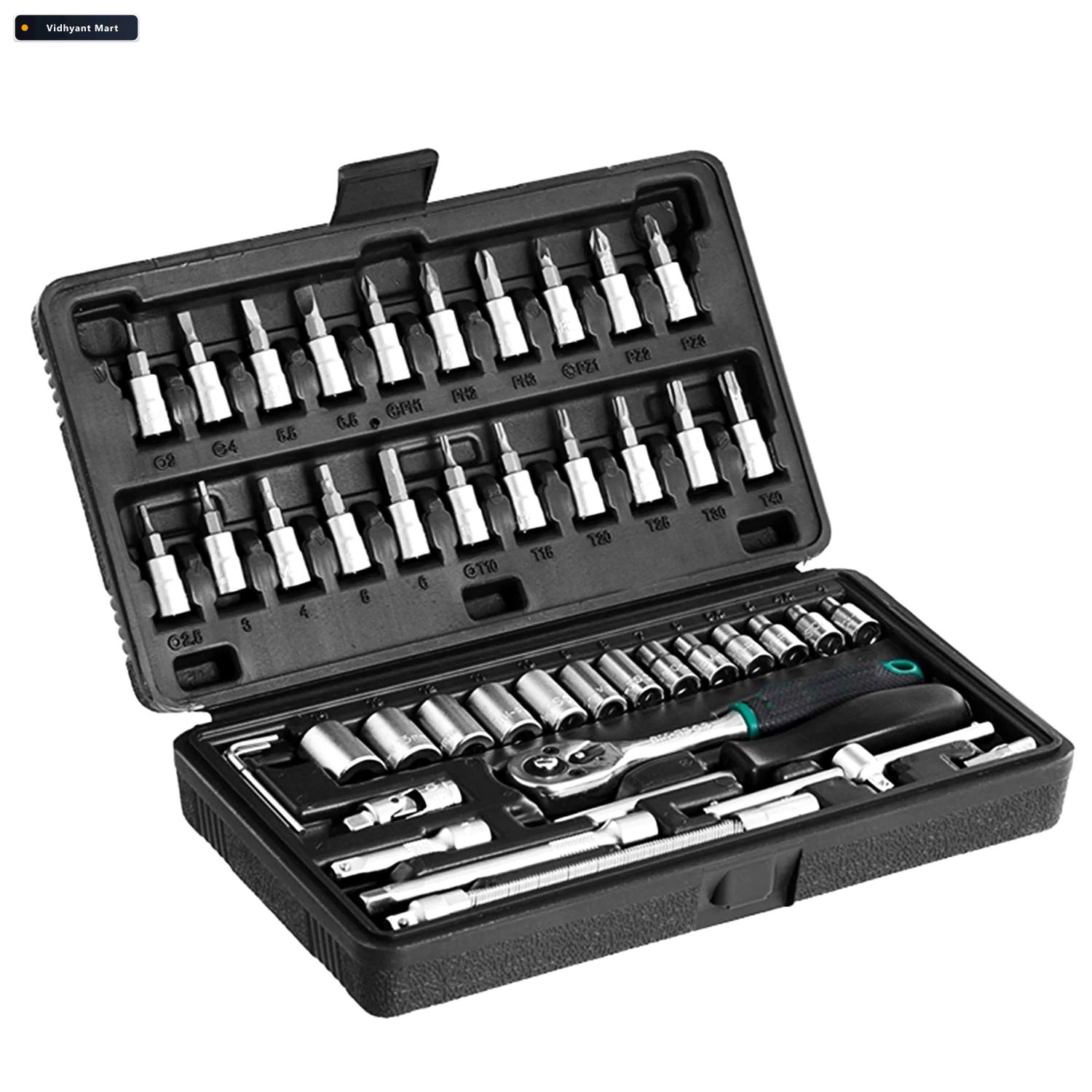 Vidhyant Mart Socket Set 46 Pcs 14 Drive Tool Kit Racevault 2