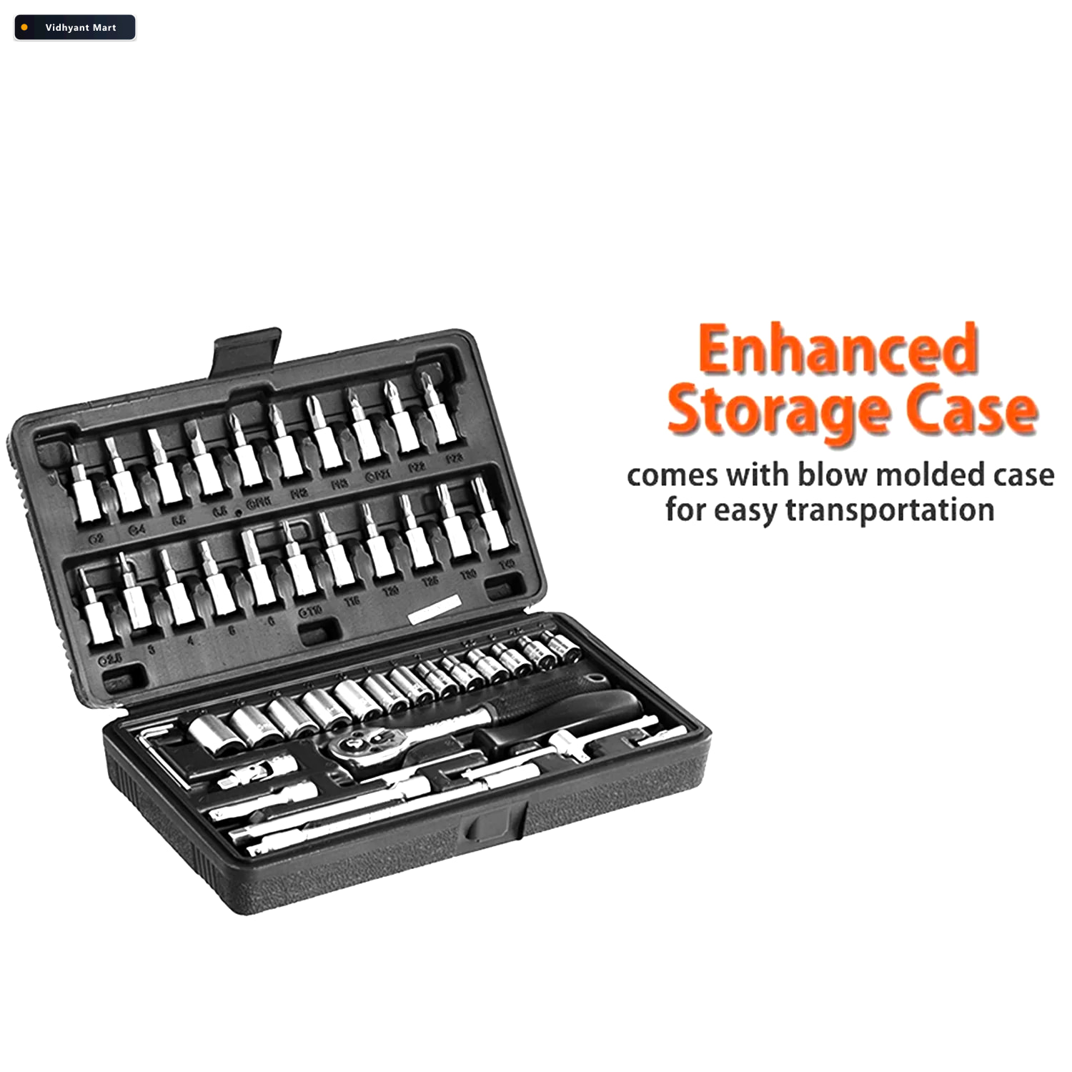 Vidhyant Mart Socket Set 46 Pcs 14 Drive Tool Kit Racevault 3