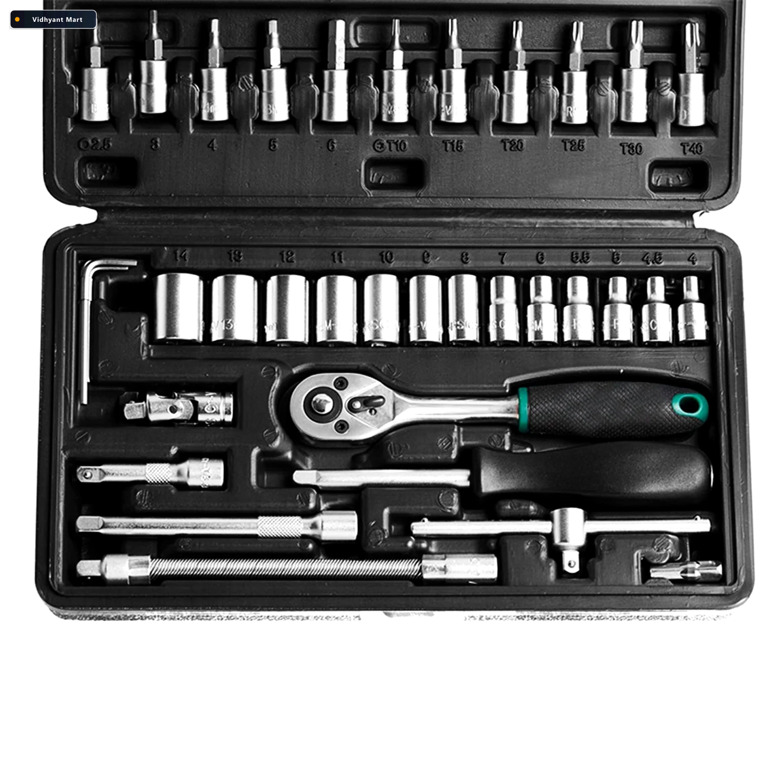 Vidhyant Mart Socket Set 46 Pcs 14 Drive Tool Kit Racevault 4