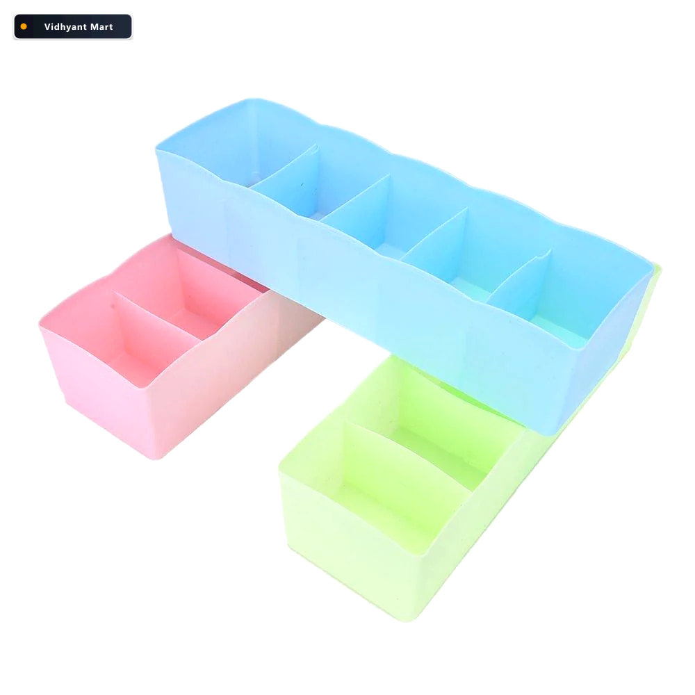 Vidhyant Mart Socks Storage Organizer 5 Compartment Drawer Box P 3