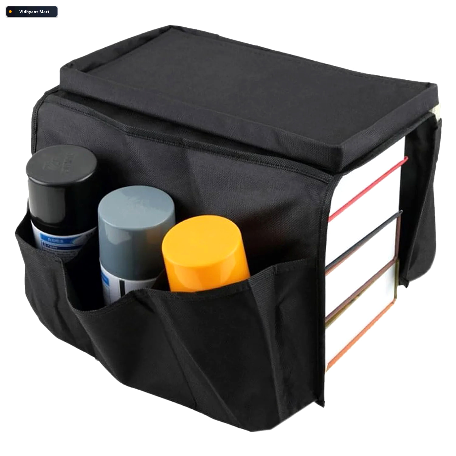 Vidhyant Mart Sofa Armrest Organizer Black Storage Caddy With Tr 4