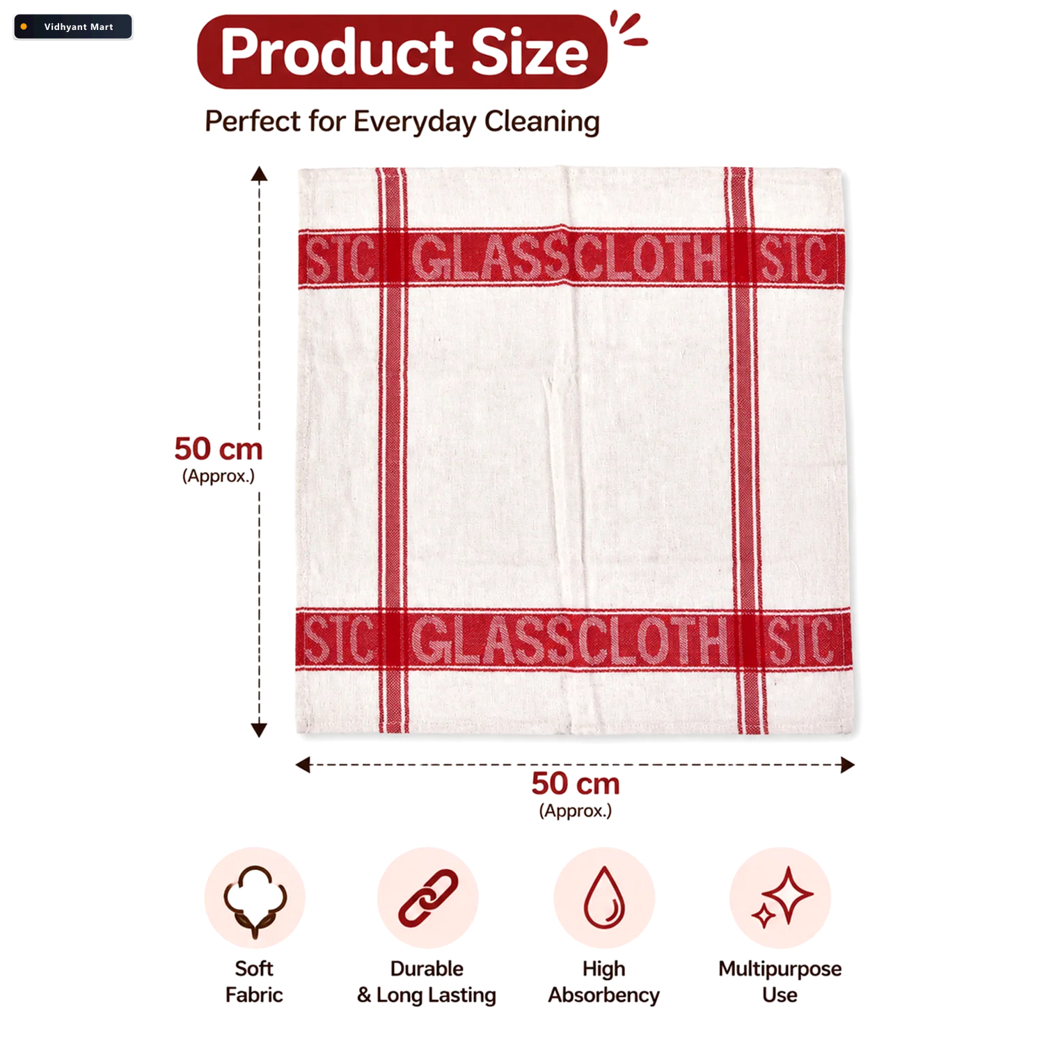 Vidhyant Mart Soft Absorbent Cotton Hand Towel Set For Kitchen B 2