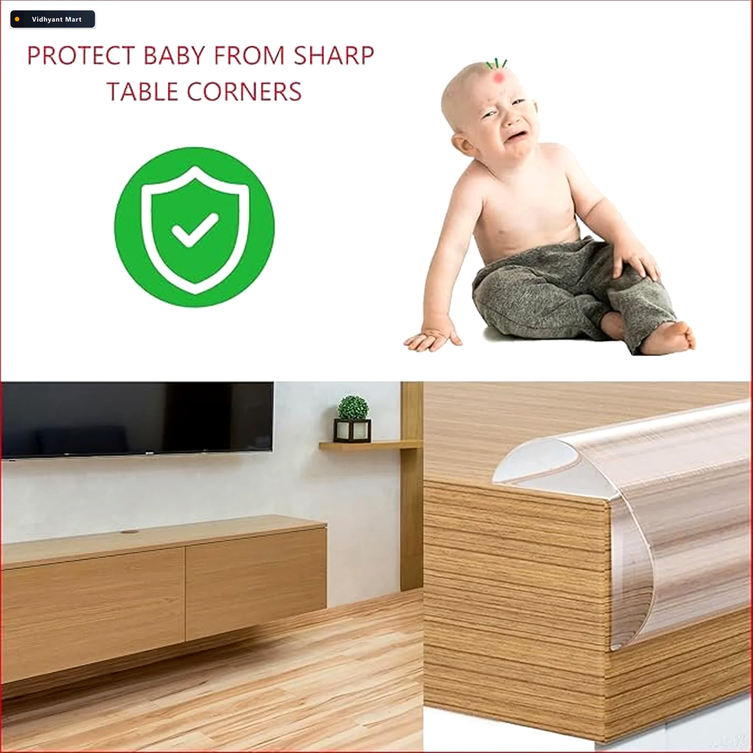 Vidhyant Mart Soft Adhesive Edge Protector 3 Meter Safety Guard 3
